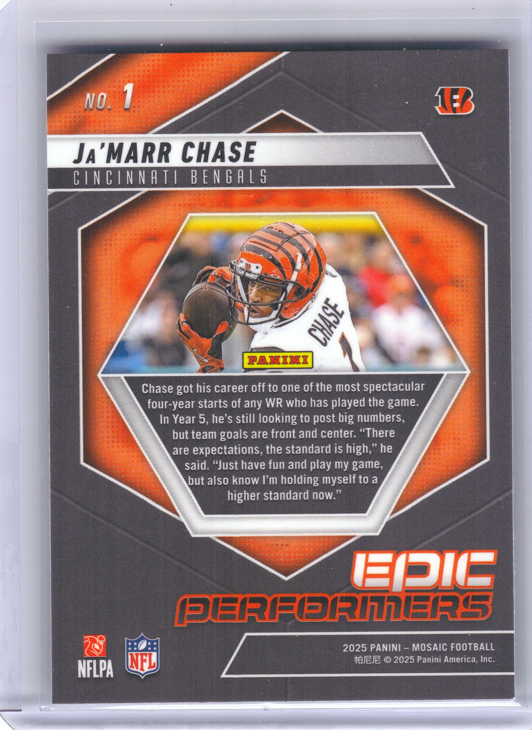 2025 Panini Mosaic #1 Ja’Marr Chase Epic Performers Cincinnati Bengals