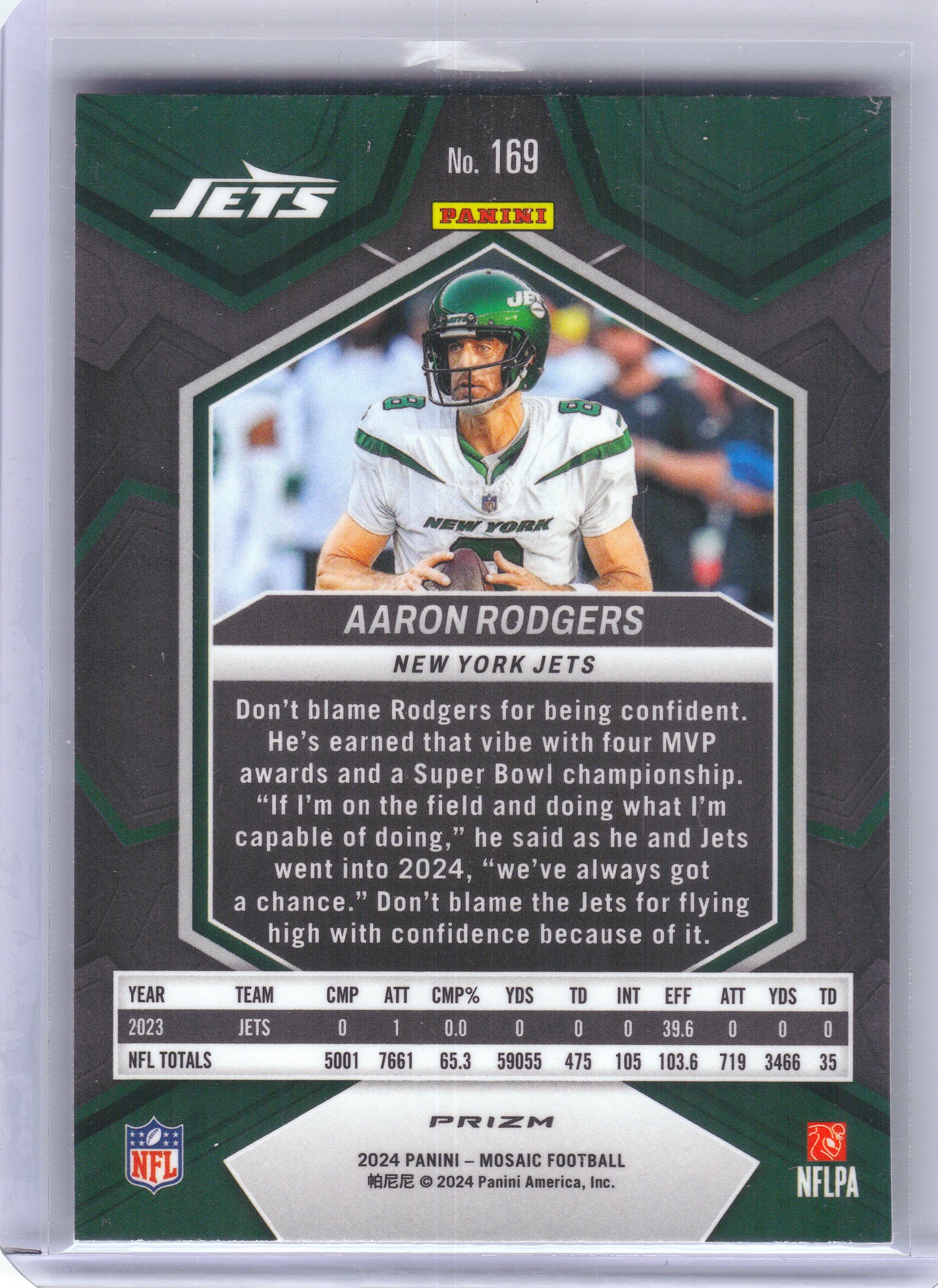 2024 Panini Mosaic #169 Aaron Rodgers Mosaic New York Jets