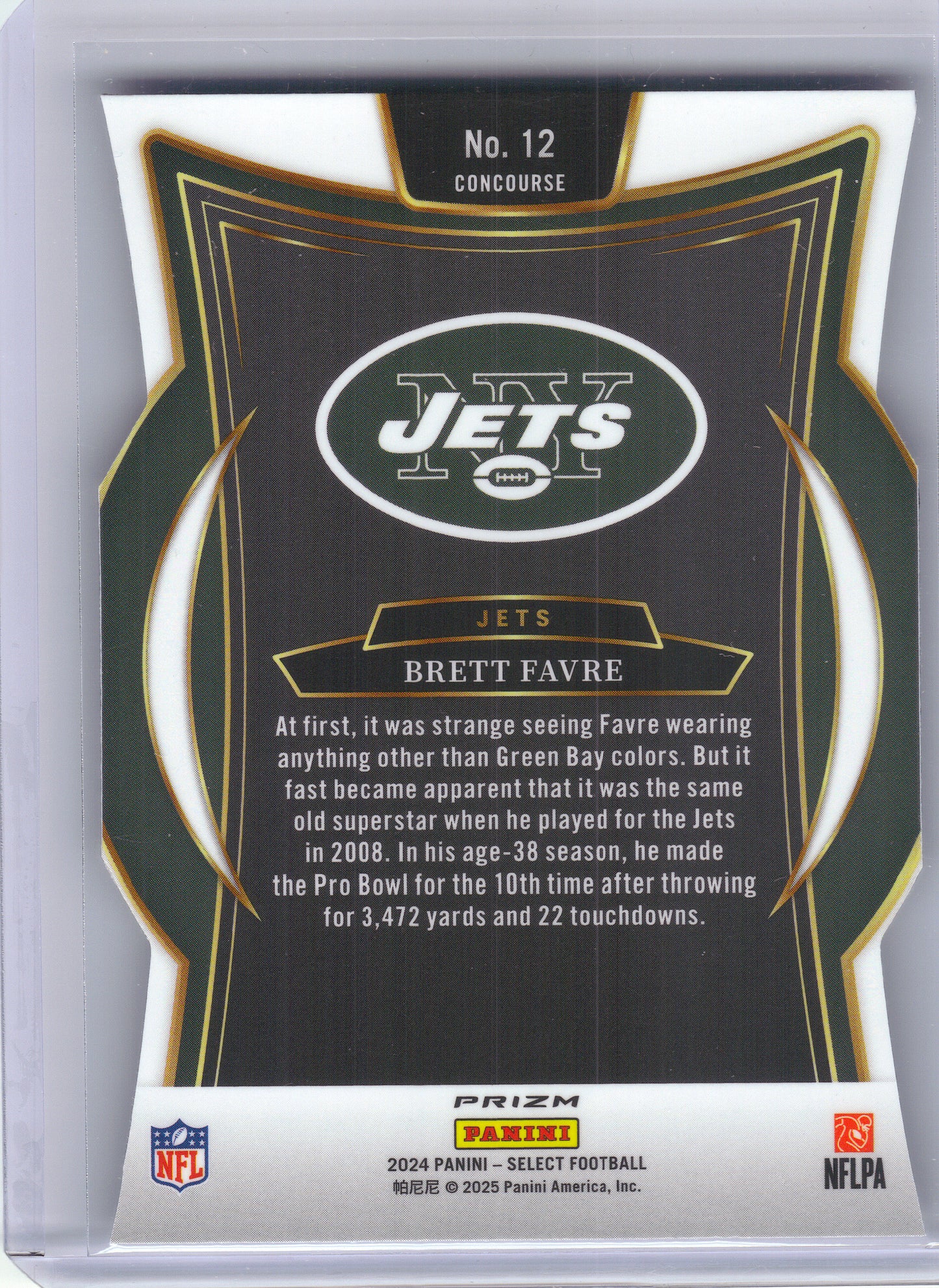 2024 Panini Select #12 Brett Favre Silver Prizm Die Cut New York Jets