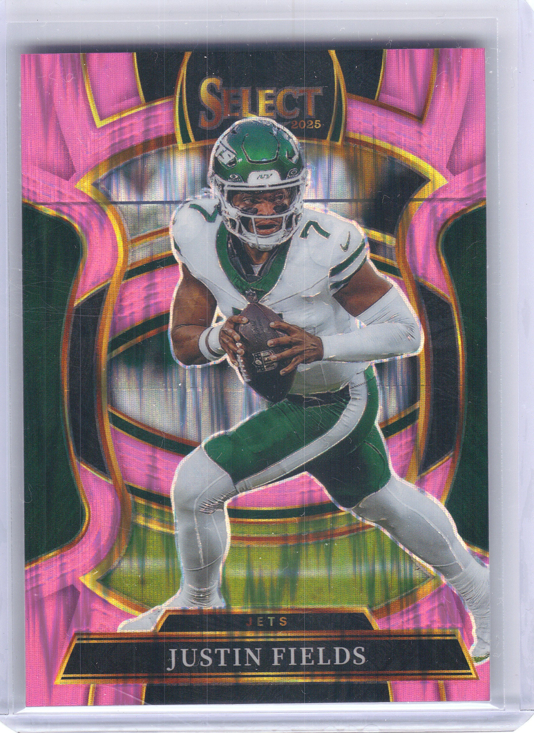 2025 Panini Select #75 Justin Fields Pink Prizm Shock New York Jets