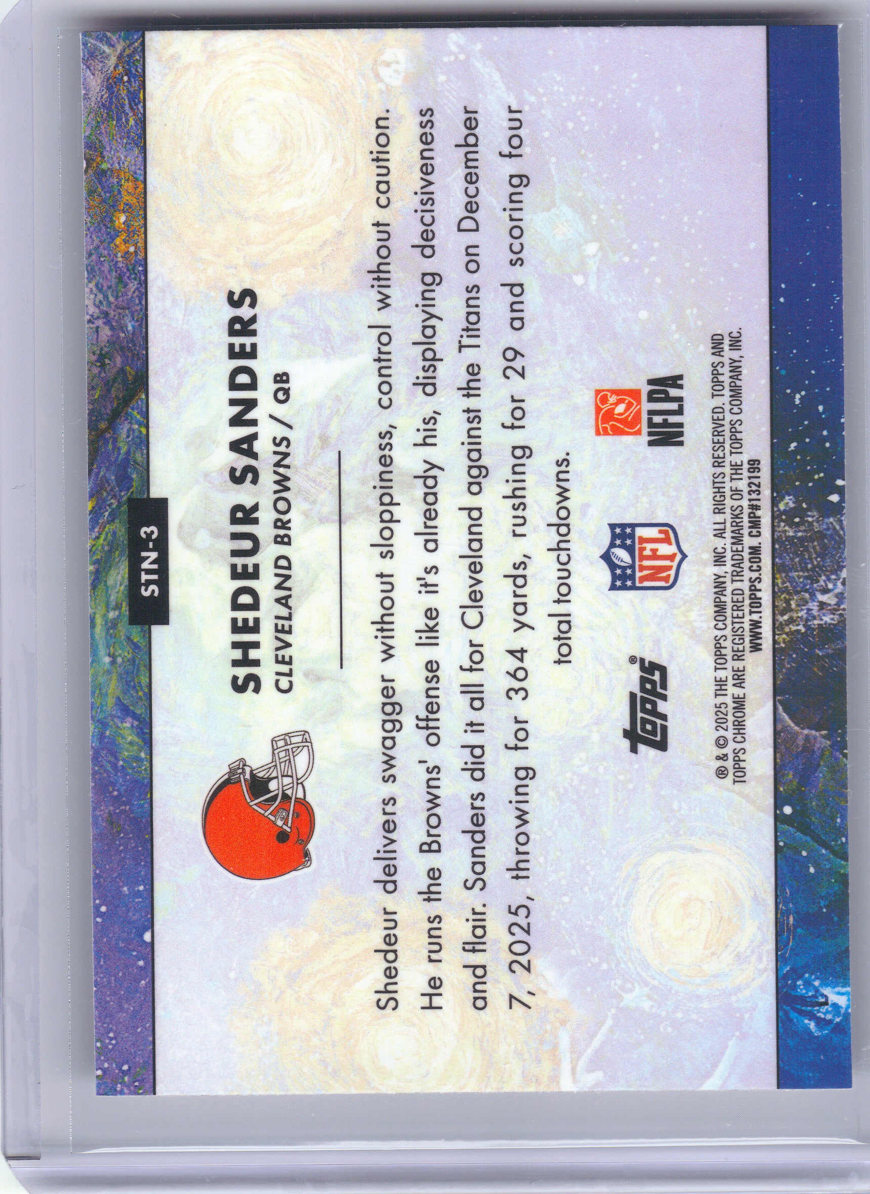 2025 Topps Chrome Cosmic #STN-3 Shedeur Sanders Stars in the Night Cleveland Browns