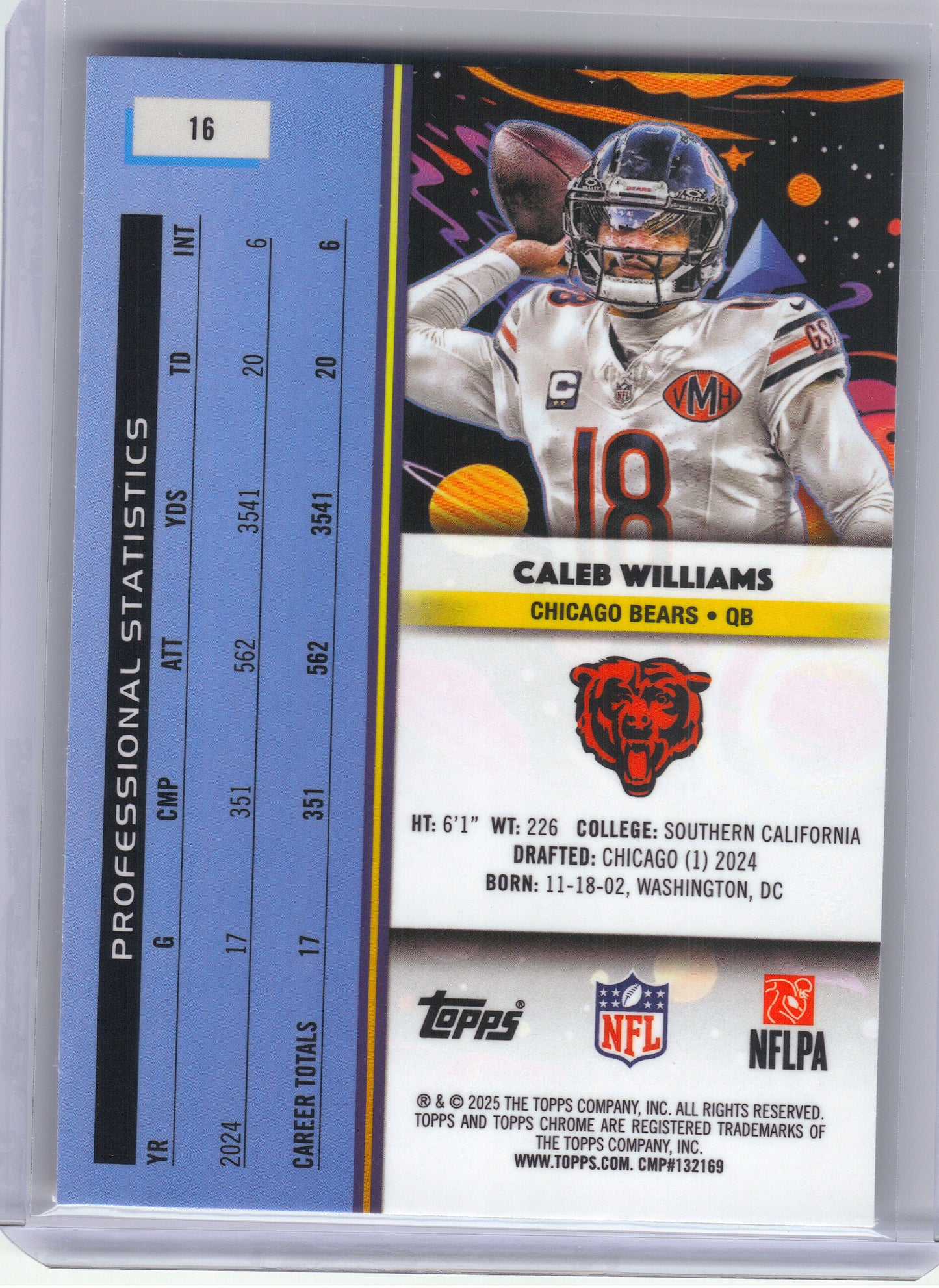 2025 Topps Chrome Cosmic #16 Caleb Williams Chicago Bears