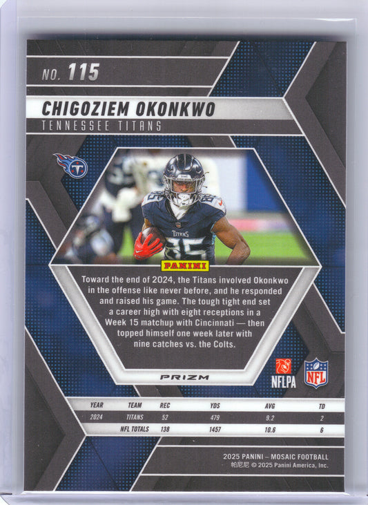 2025 Panini Mosaic #115 Chigoziem Okonkwo Mosaic Tennessee Titans