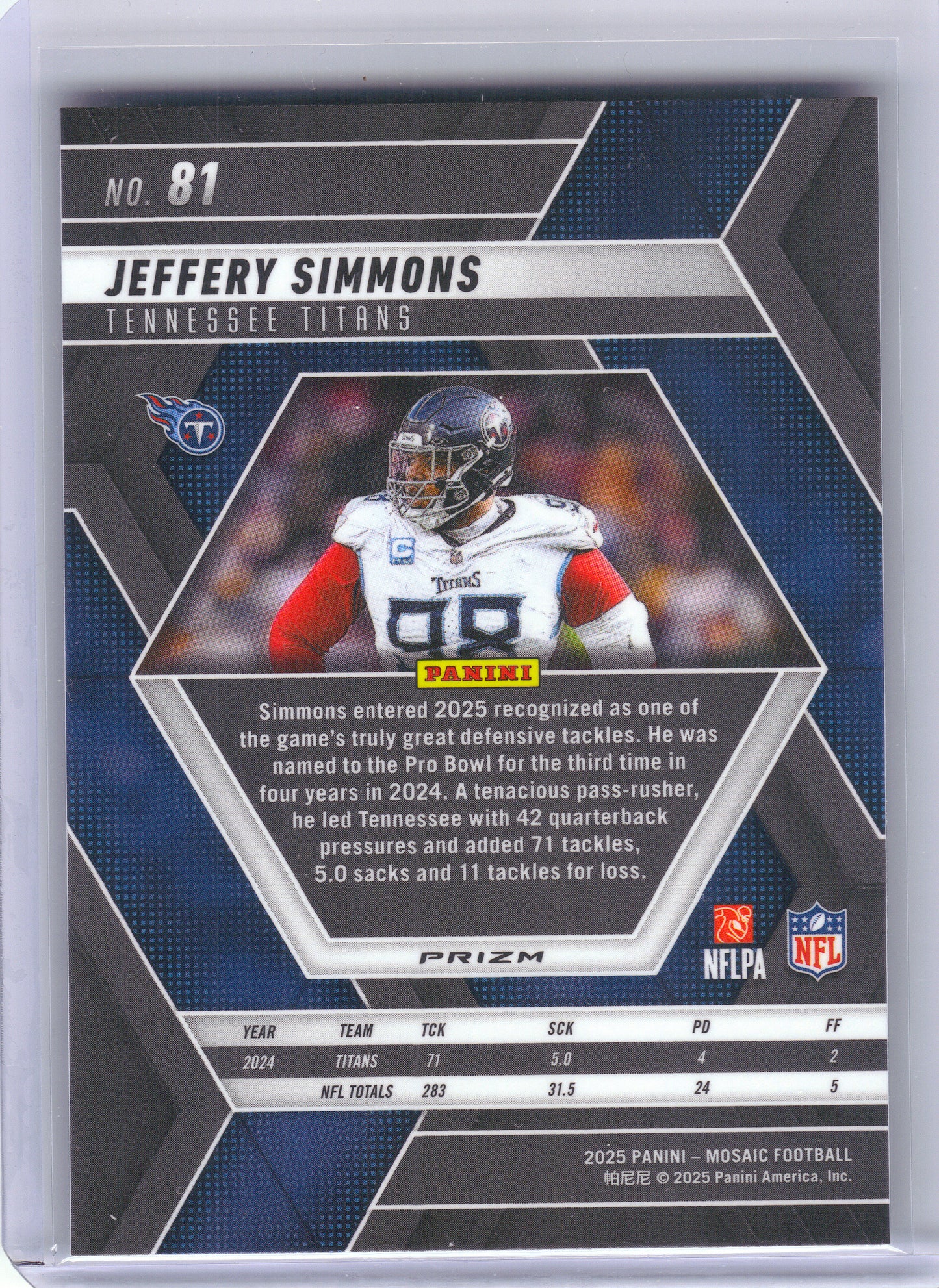 2025 Panini Mosaic #81 Jeffery Simmons Mosaic Tennessee Titans