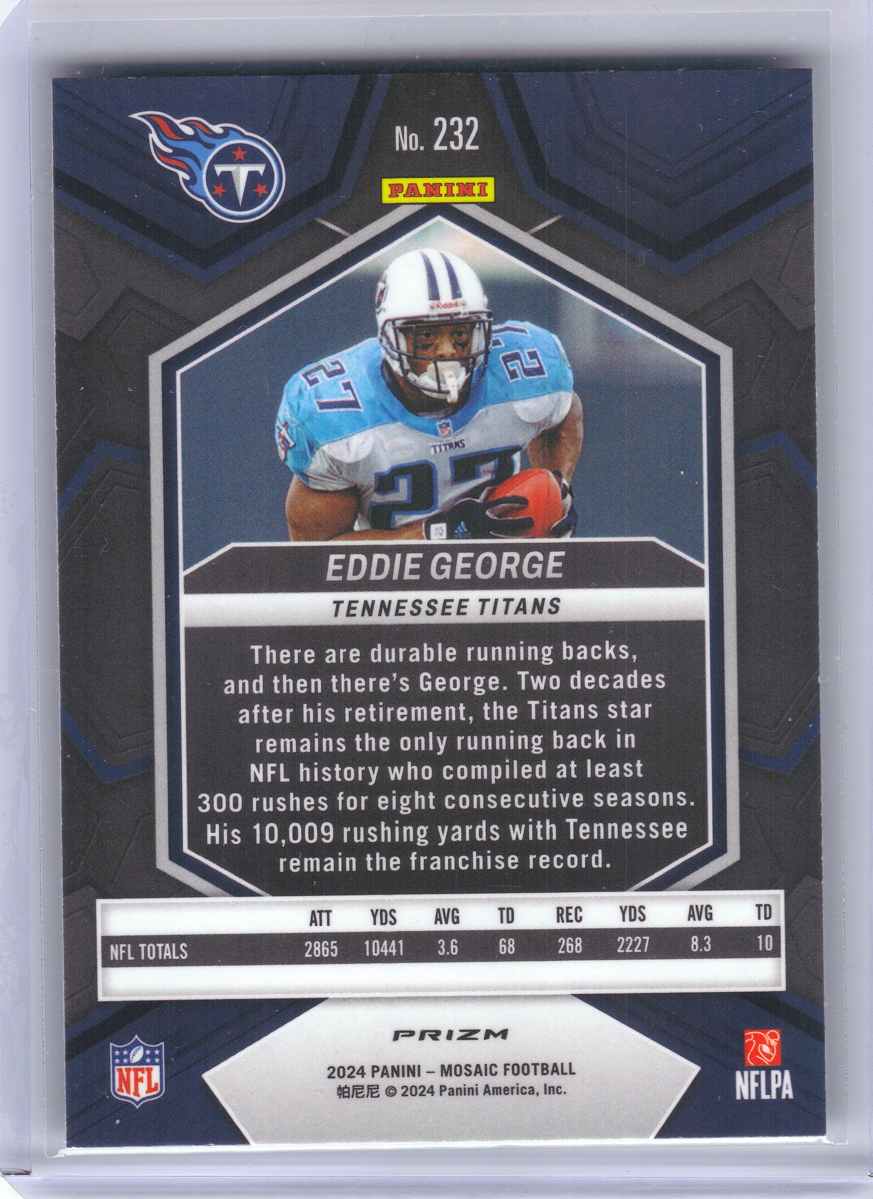 2024 Panini Mosaic #232 Eddie George Mosaic Green Tennessee Titans