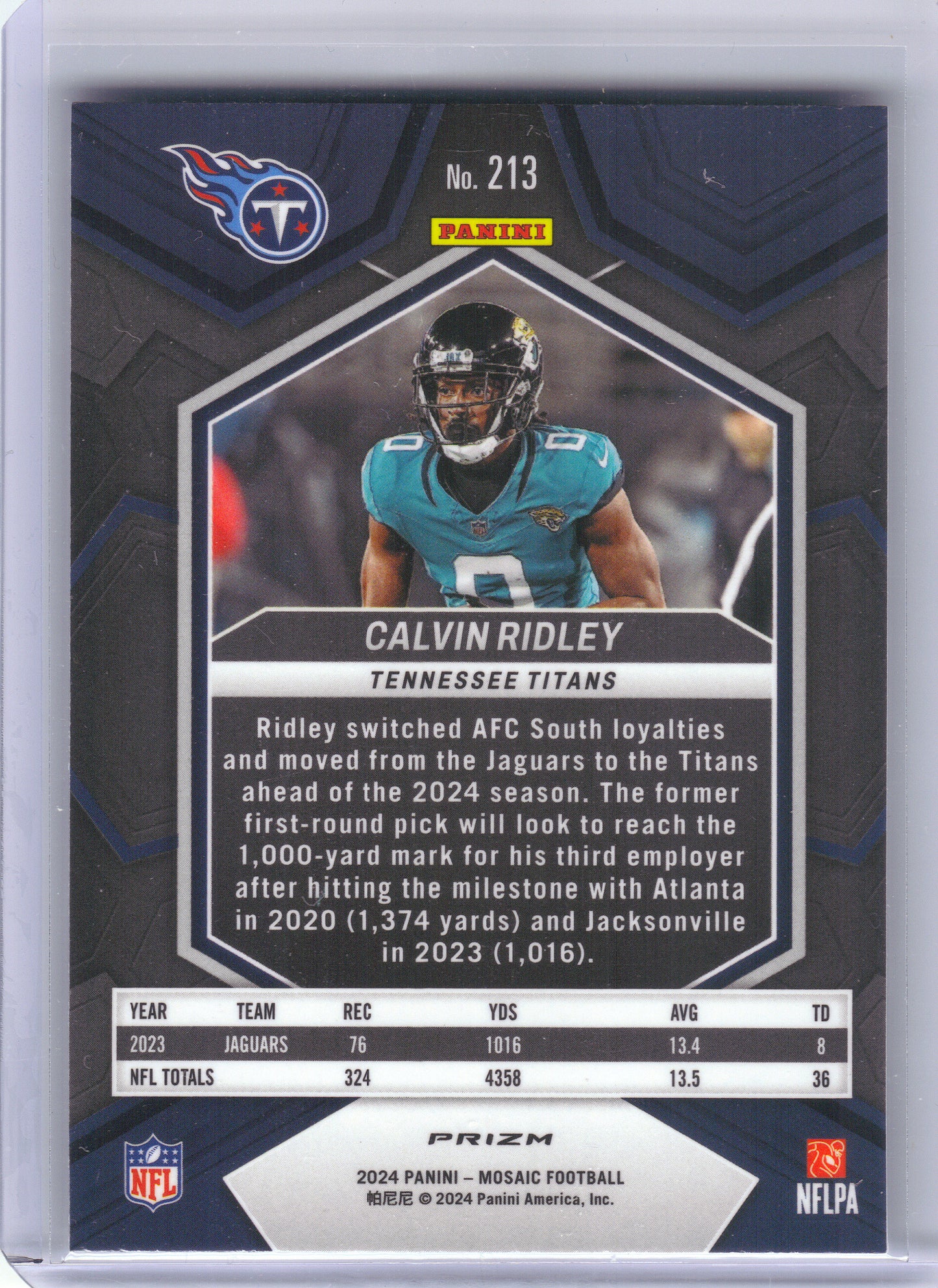 2024 Panini Mosaic #213 Calvin Ridley Mosaic Tennessee Titans