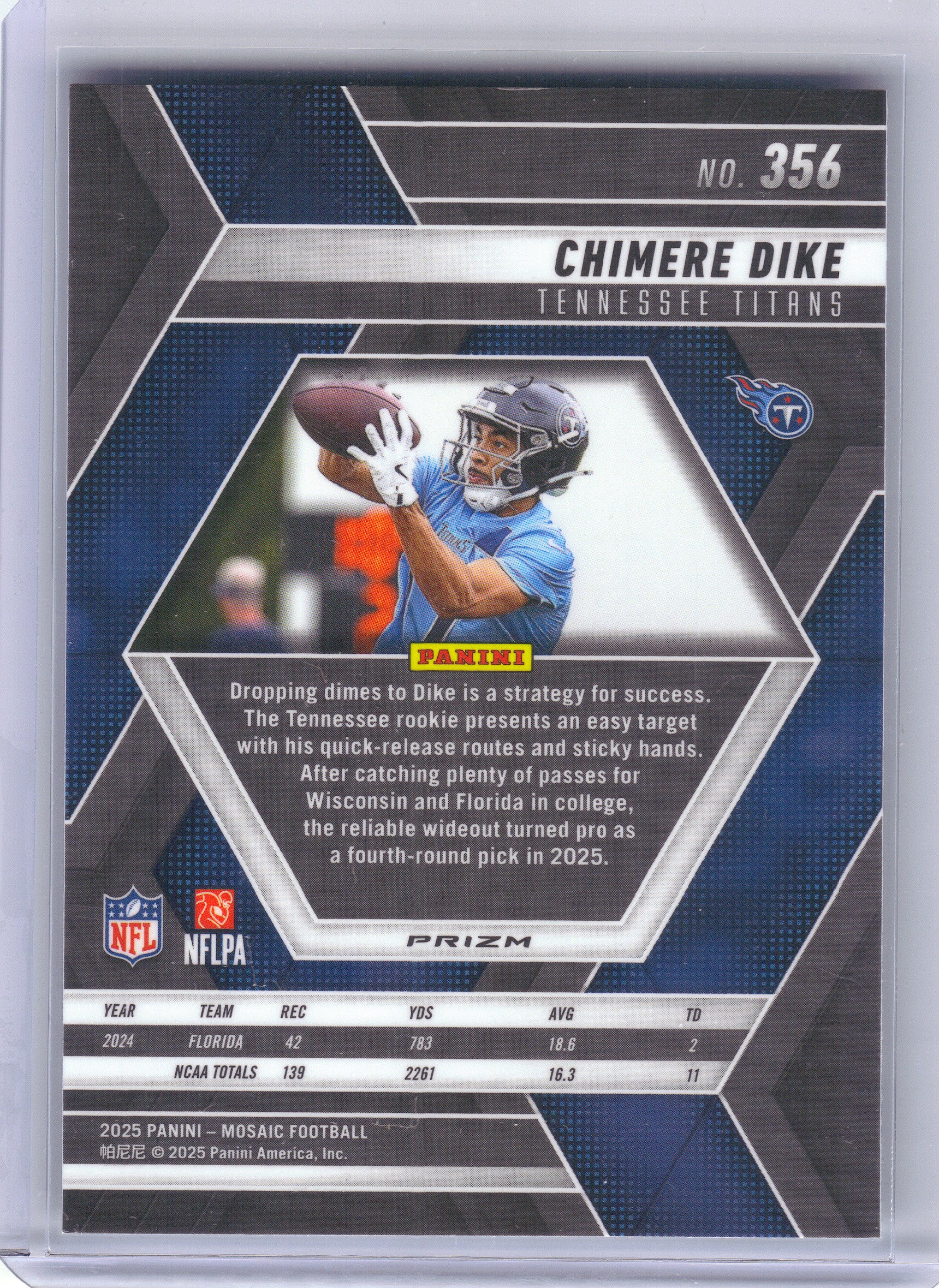2025 Panini Mosaic #356 Chimere Dike Silver Tennessee Titans RC
