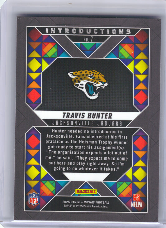2025 Panini Mosaic #7 Travis Hunter Introductions Jacksonville Jaguars