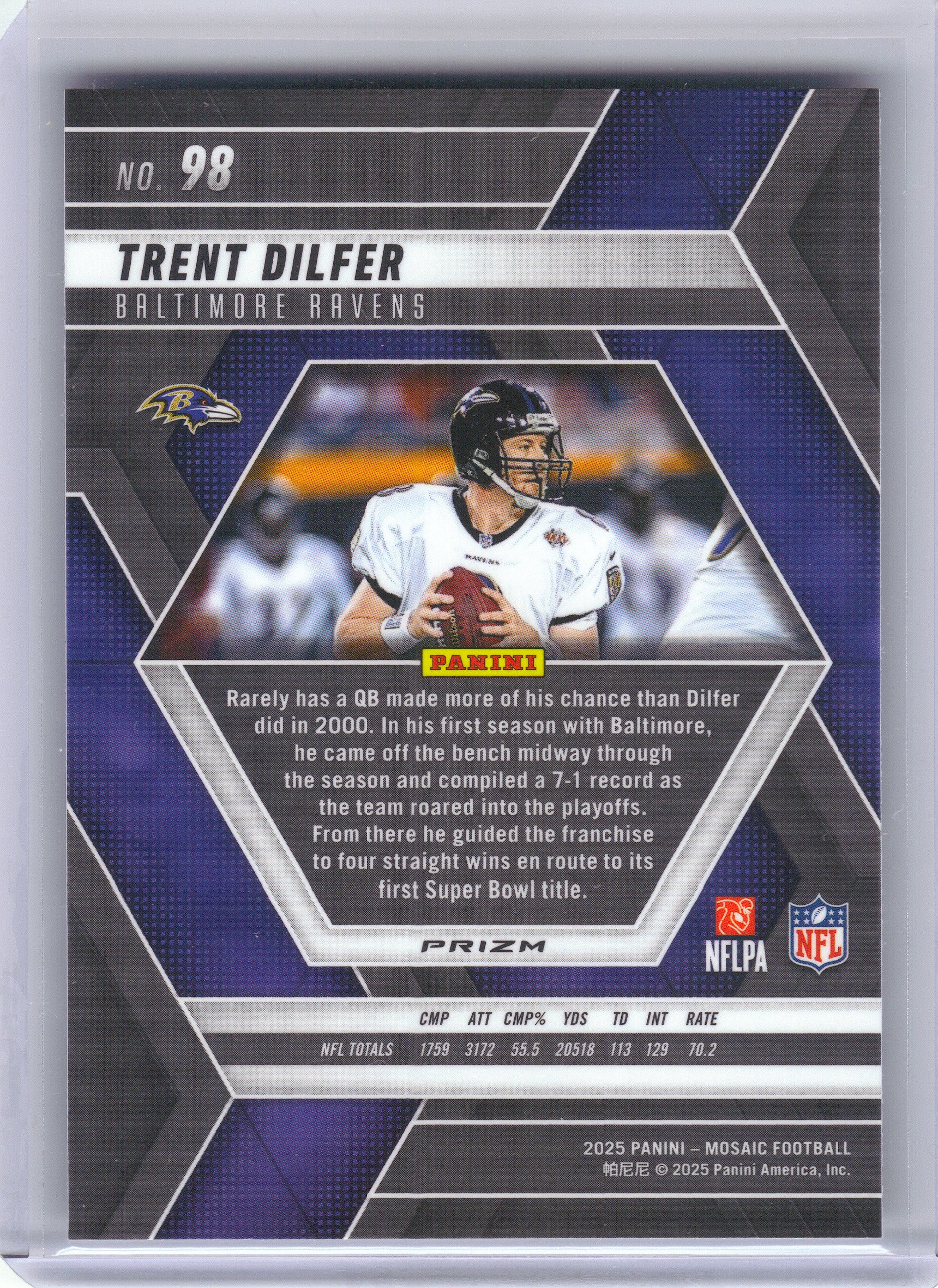 2025 Panini Mosaic #98 Trent Dilfer Mosaic Baltimore Ravens