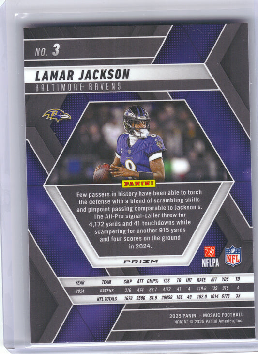 2025 Panini Mosaic #3 Lamar Jackson Mosaic Red Baltimore Ravens