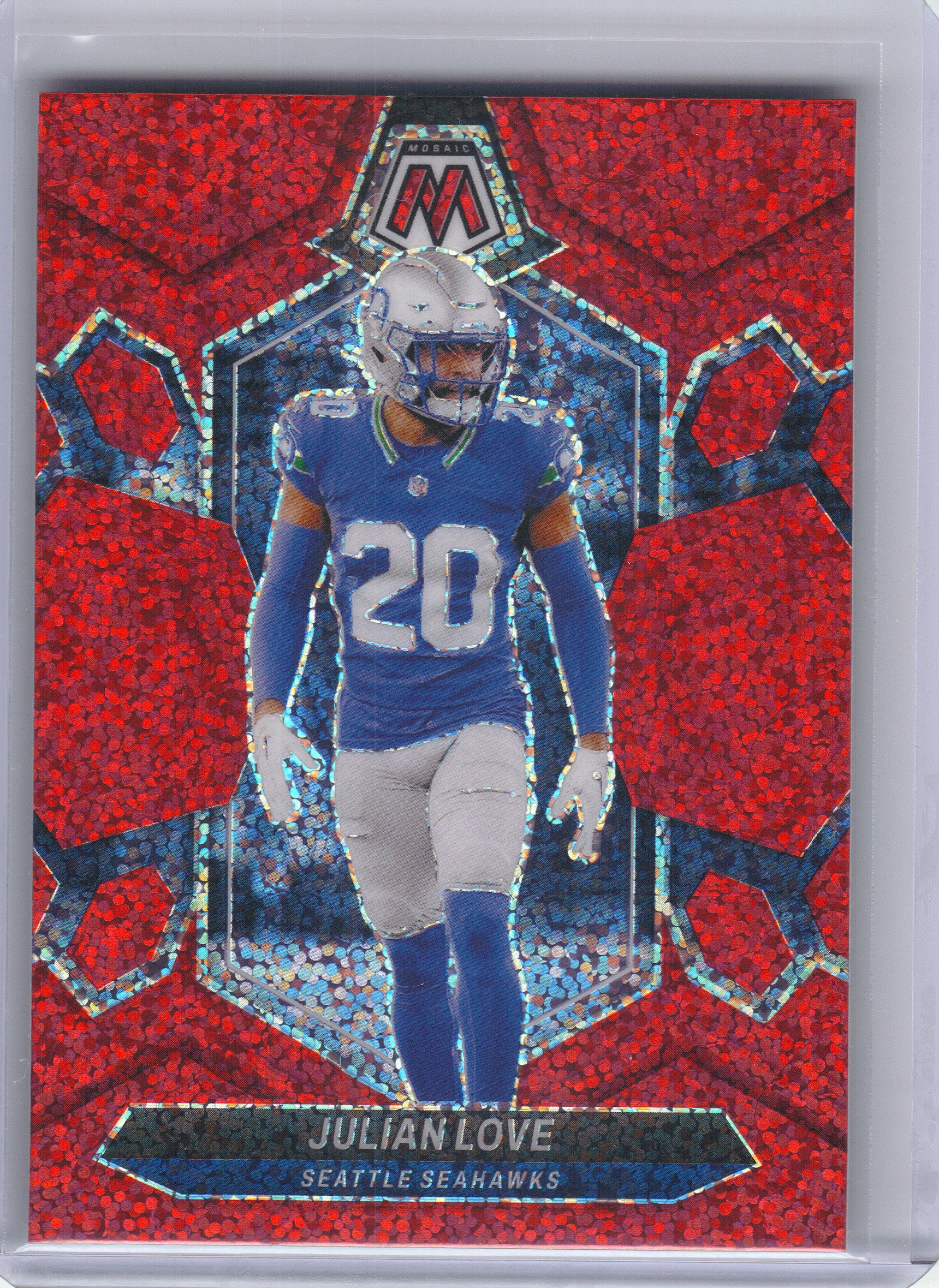 2024 Panini Mosaic #203 Julian Love Red Sparkle Seattle Seahawks