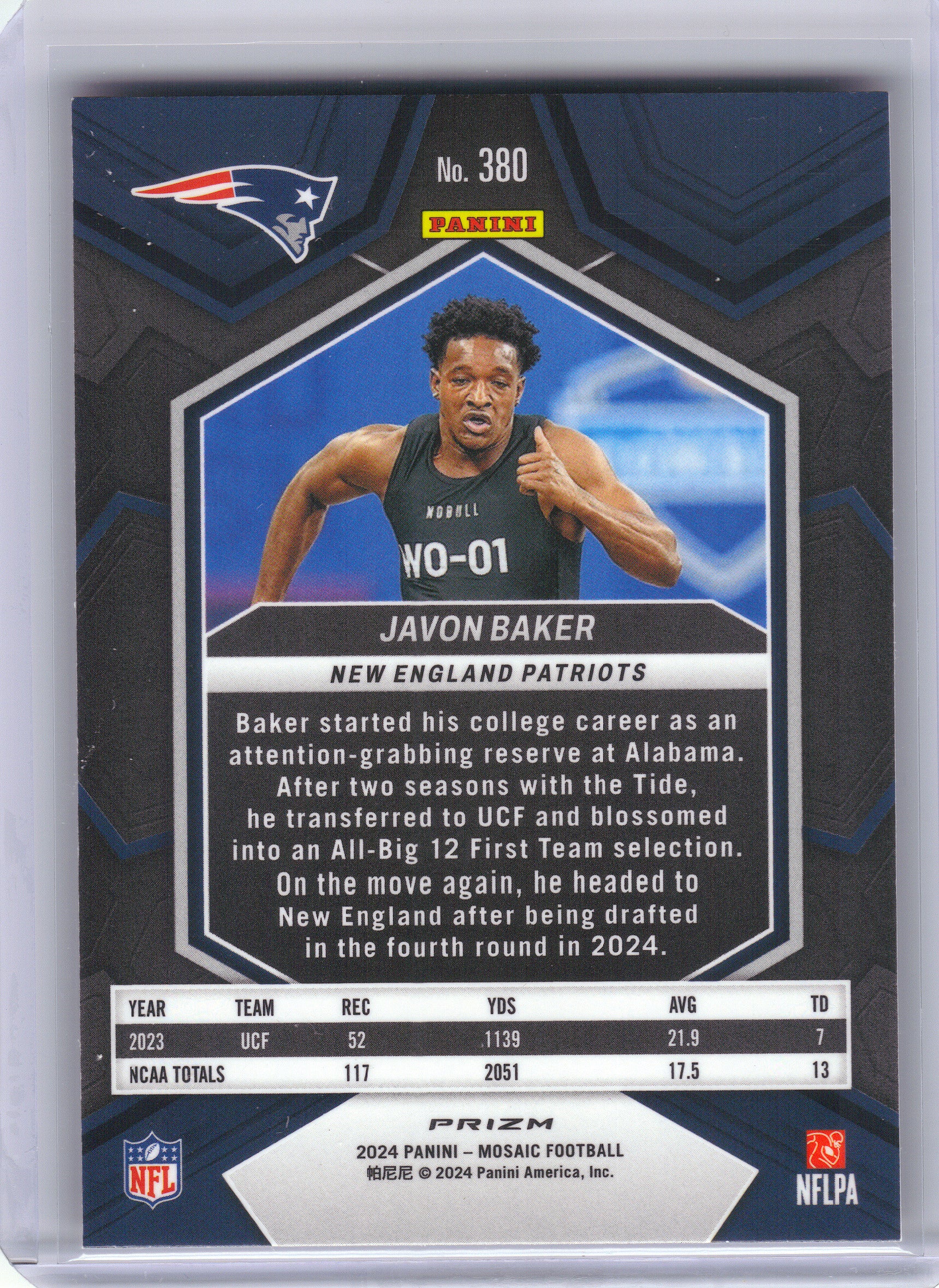 2024 Panini Mosaic #380 Javon Baker Red Sparkle New England Patriots