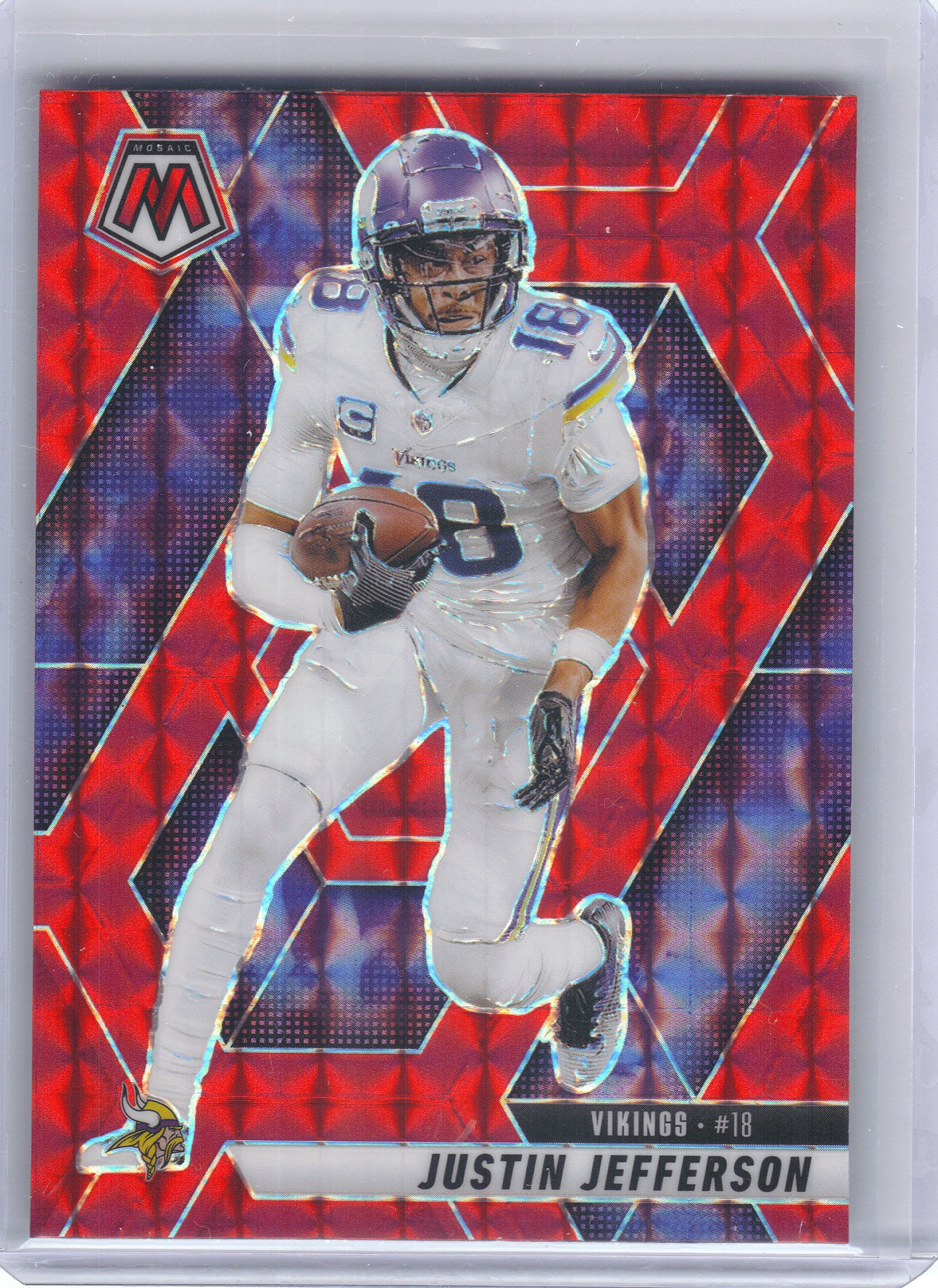 2025 Panini Mosaic #19 Justin Jefferson Mosaic Red Minnesota Vikings