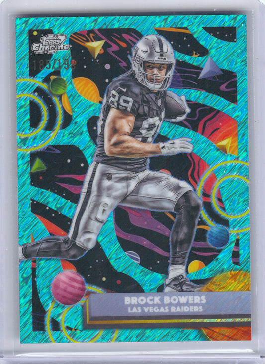 2025 Topps Chrome Cosmic #51 Brock Bowers Aqua Equinox Refractor #/199 Las Vegas Raiders SN