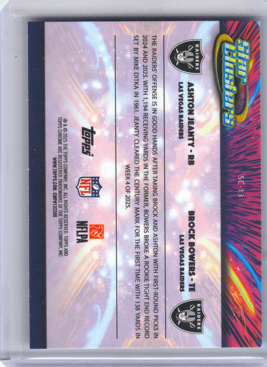 2025 Topps Chrome Cosmic #SC-13 Ashton Jeanty / Brock Bowers Star Clusters Las Vegas Raiders
