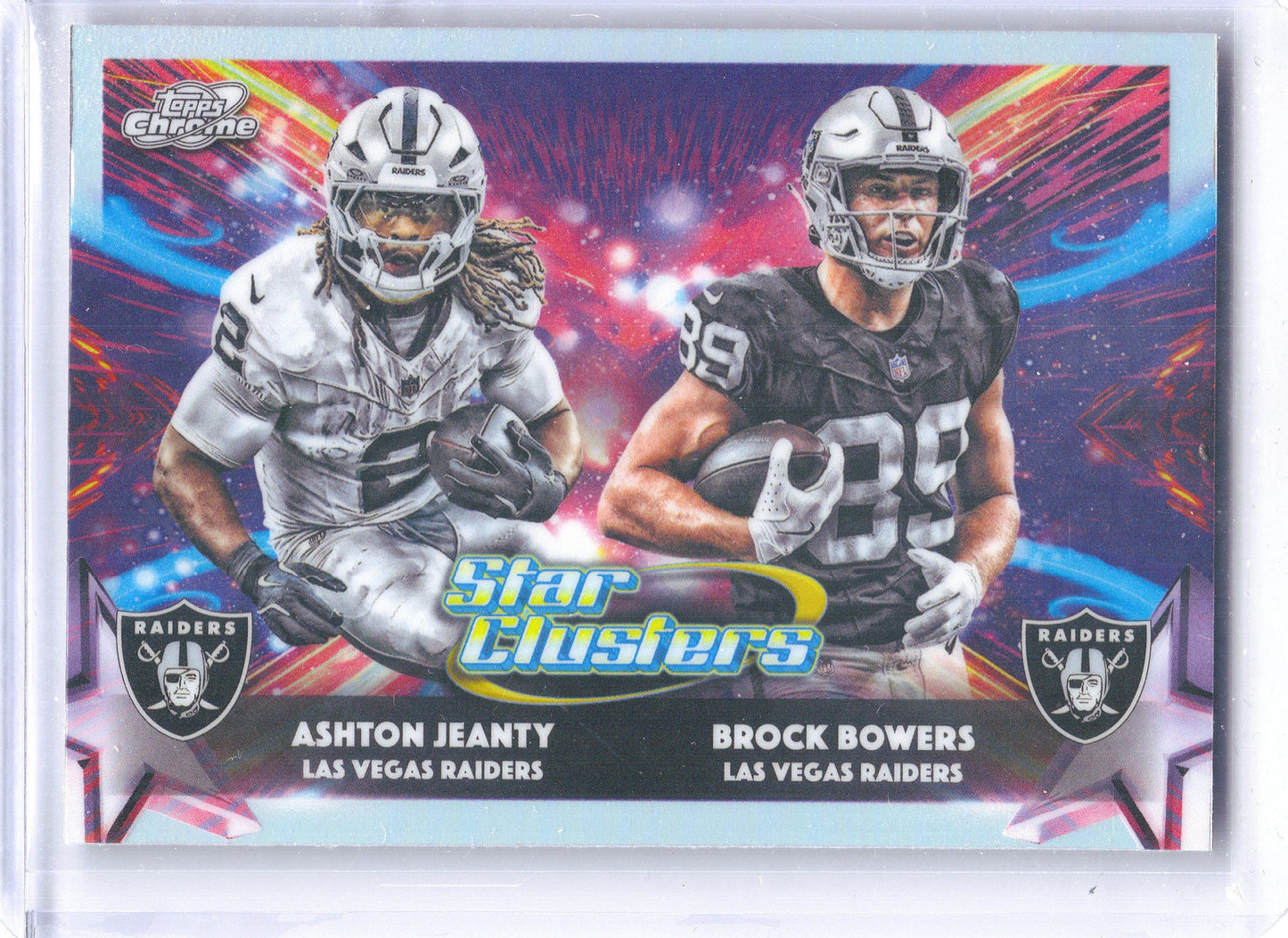 2025 Topps Chrome Cosmic #SC-13 Ashton Jeanty / Brock Bowers Star Clusters Las Vegas Raiders