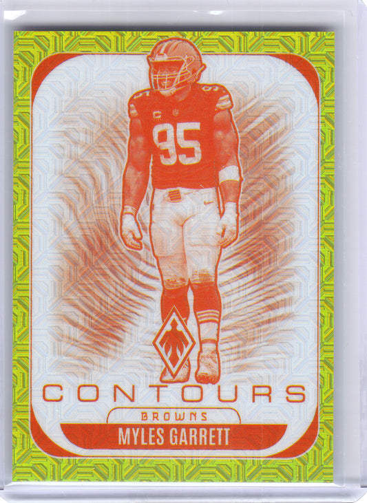 2025 Panini Phoenix #8 Myles Garrett Contours Yellow Mojo Prizm #/49 Cleveland Browns SN