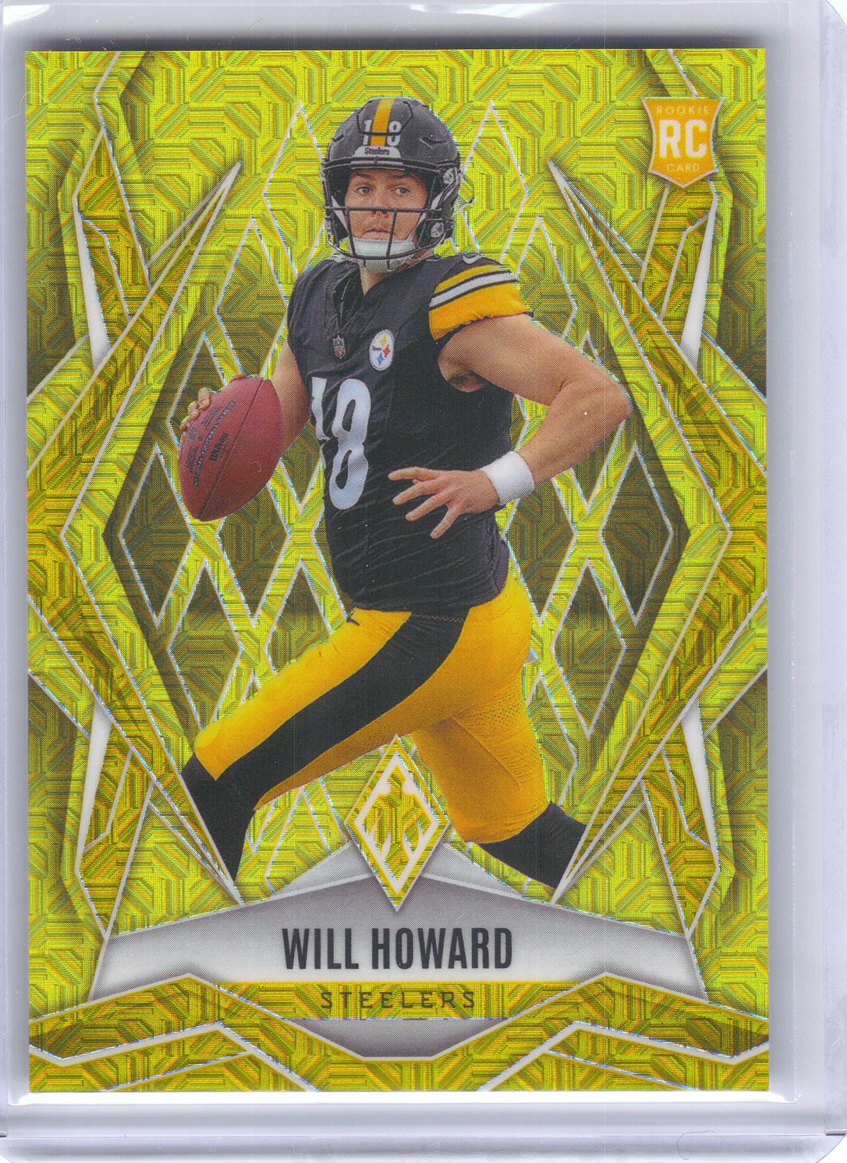 2025 Panini Phoenix #165 Will Howard Yellow Mojo Prizm #/35 Pittsburgh Steelers SN,RC