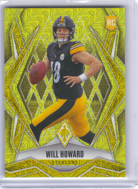 2025 Panini Phoenix #165 Will Howard Yellow Mojo Prizm #/35 Pittsburgh Steelers SN,RC