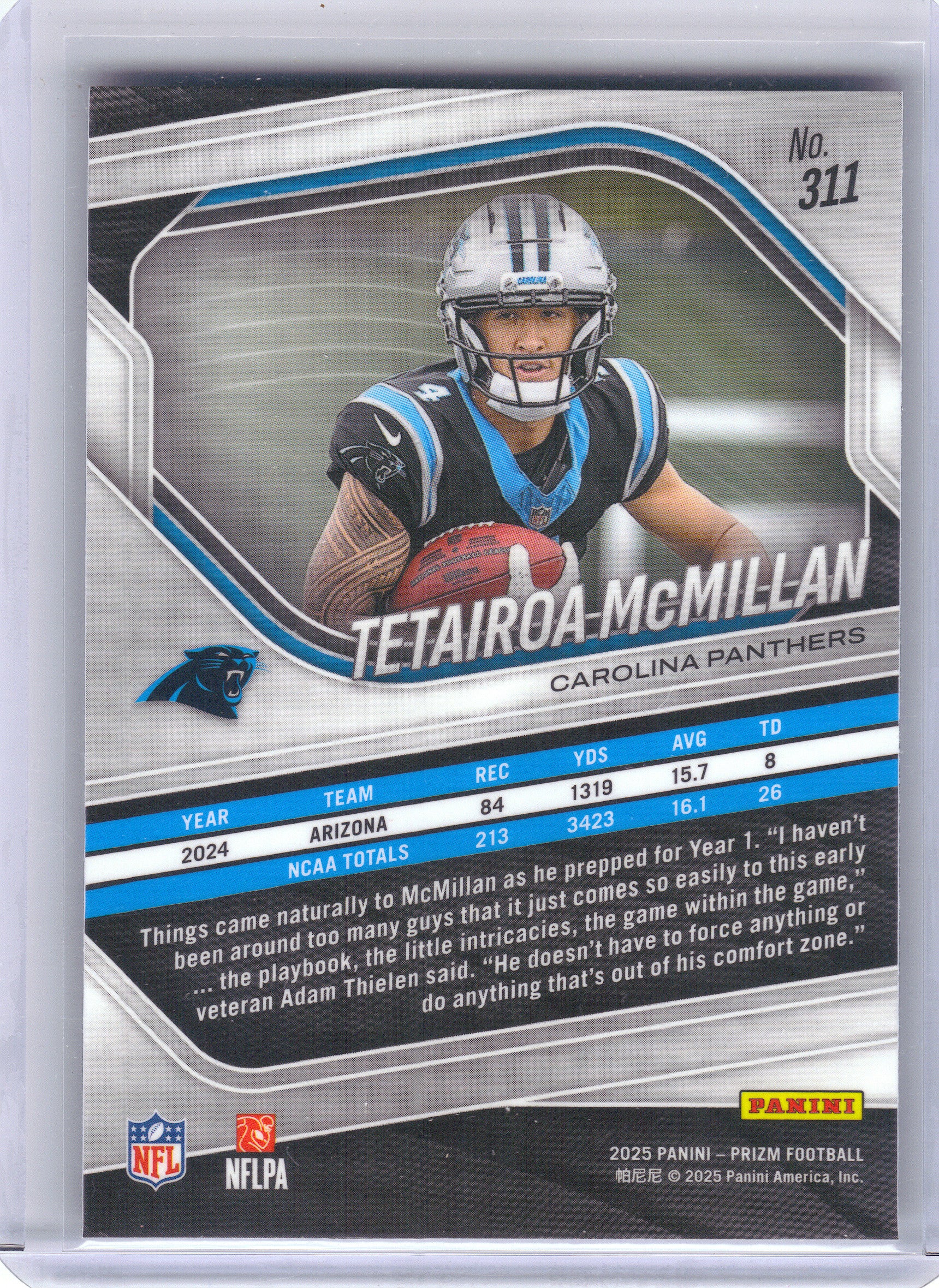 2025 Panini Prizm #311 Tetairoa McMillan x Carolina Panthers RC
