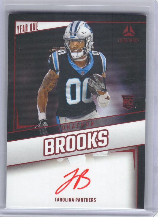 2024 Panini Luminance #YOS-JBS Jonathon Brooks Year One Signatures RPS Red Carolina Panthers AU
