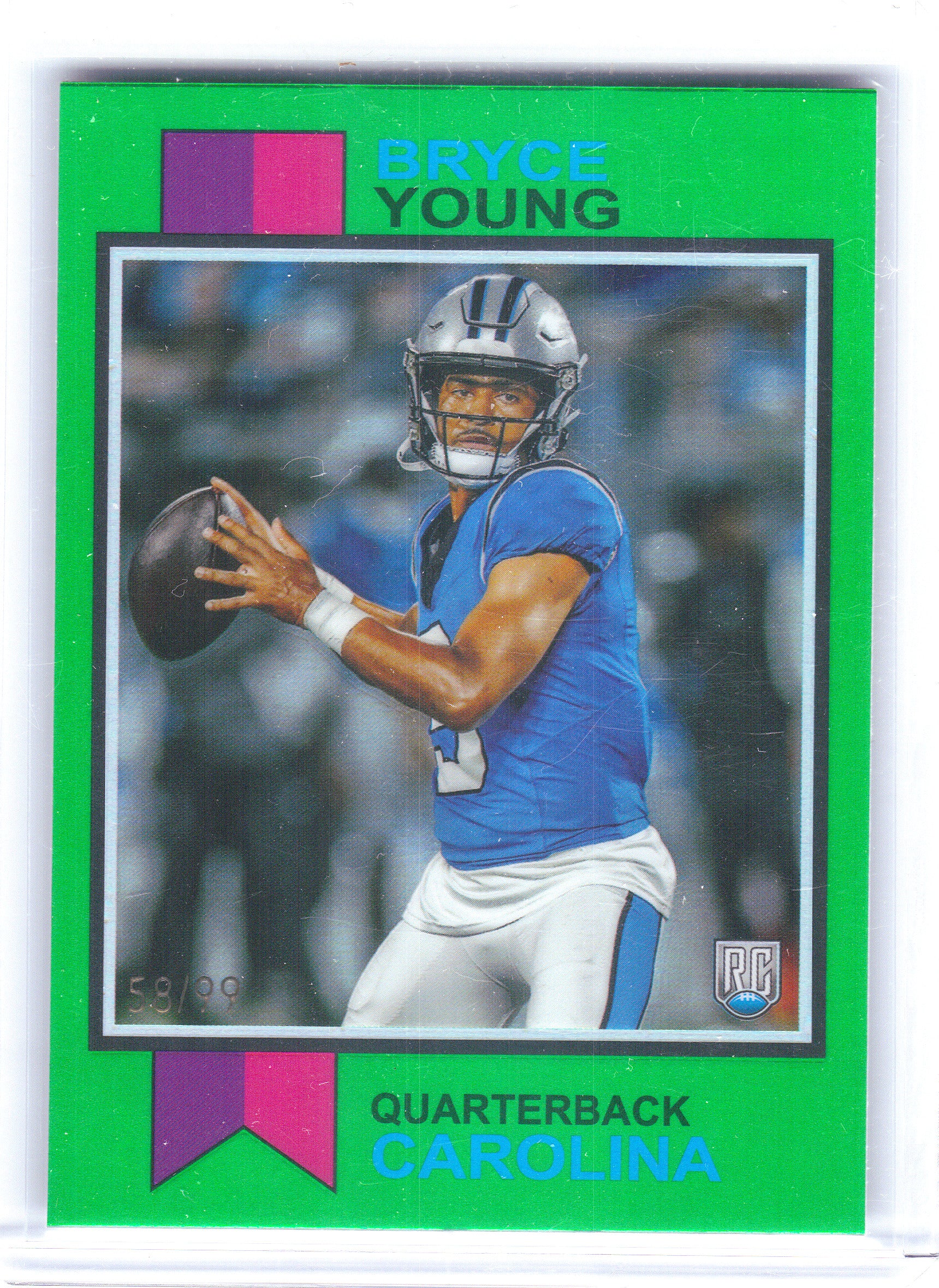 2023 Topps Composite #1973-4 Bryce Young 1973 Topps Football Green Refractor #/99 Carolina Panthers SN