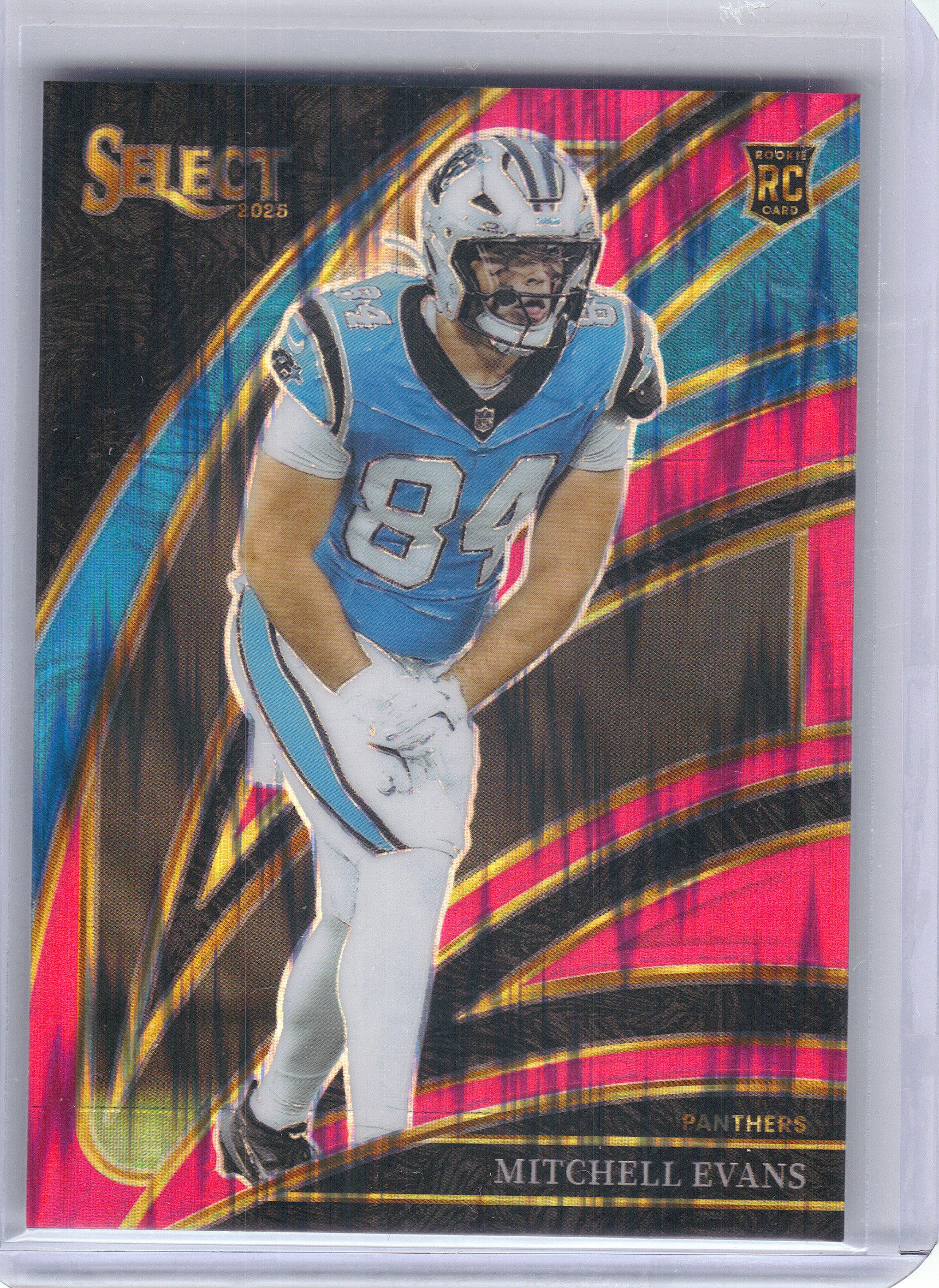 2025 Panini Select #244 Mitchell Evans Pink Prizm Shock Carolina Panthers
