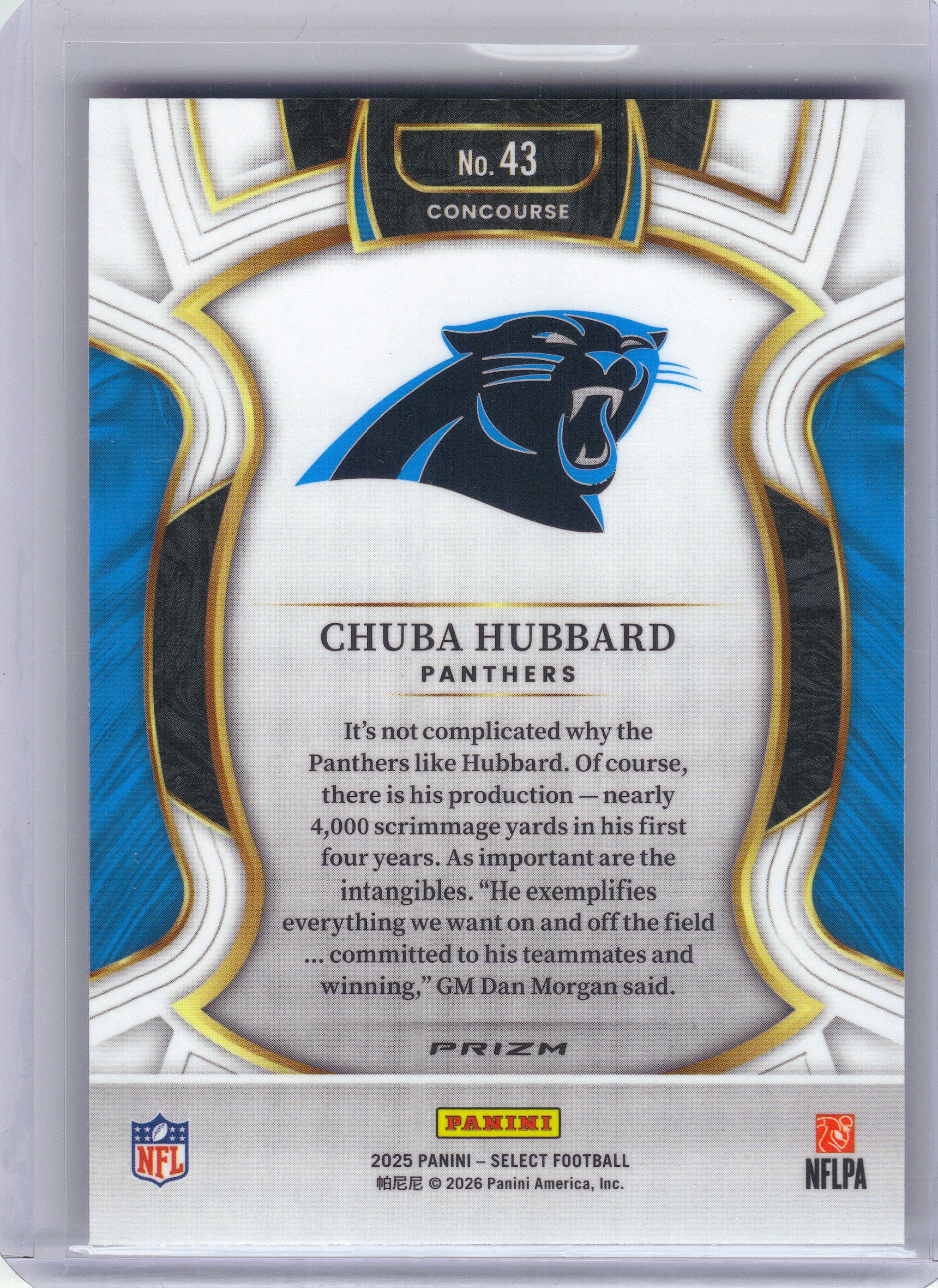 2025 Panini Select #43 Chuba Hubbard Pink Prizm Shock Carolina Panthers