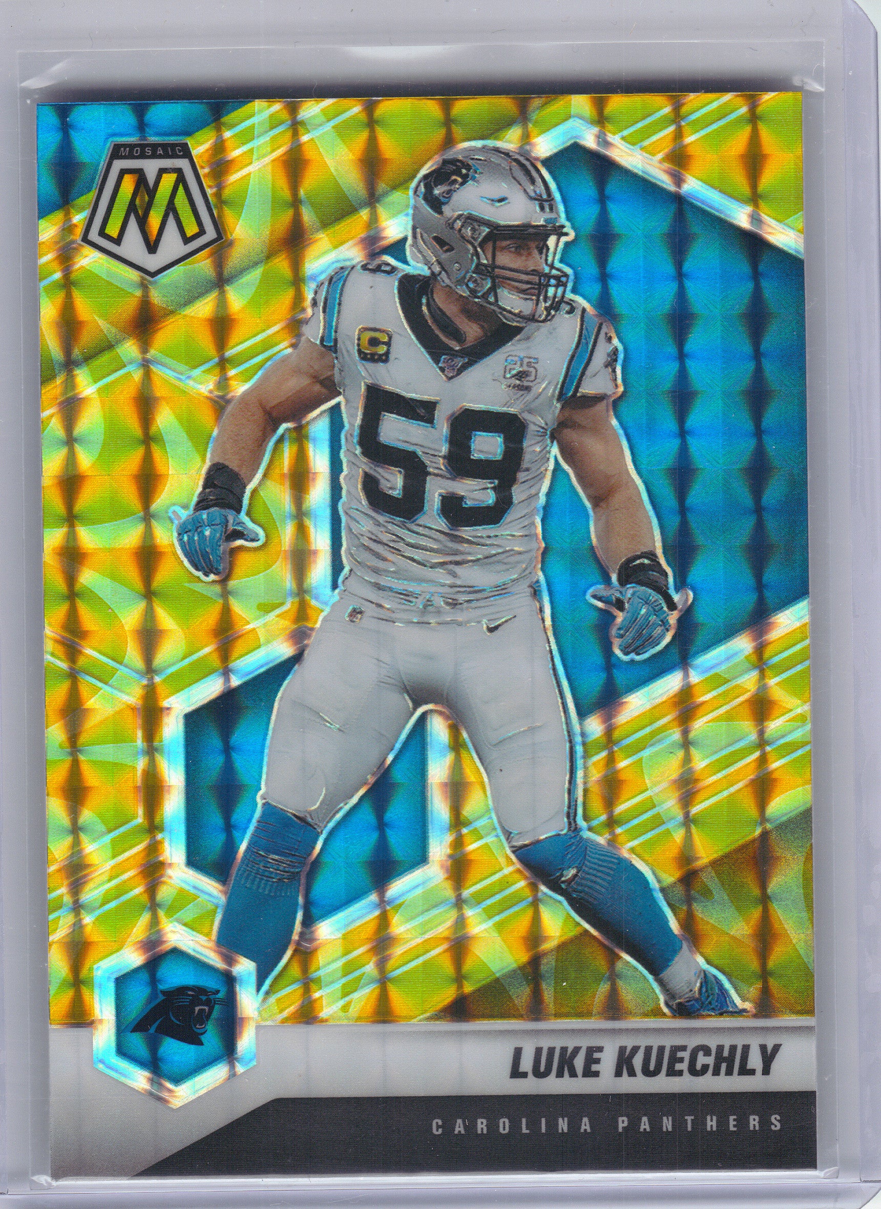 2021 Panini Mosaic #35 Luke Kuechly Prizm Reactive Yellow Carolina Panthers