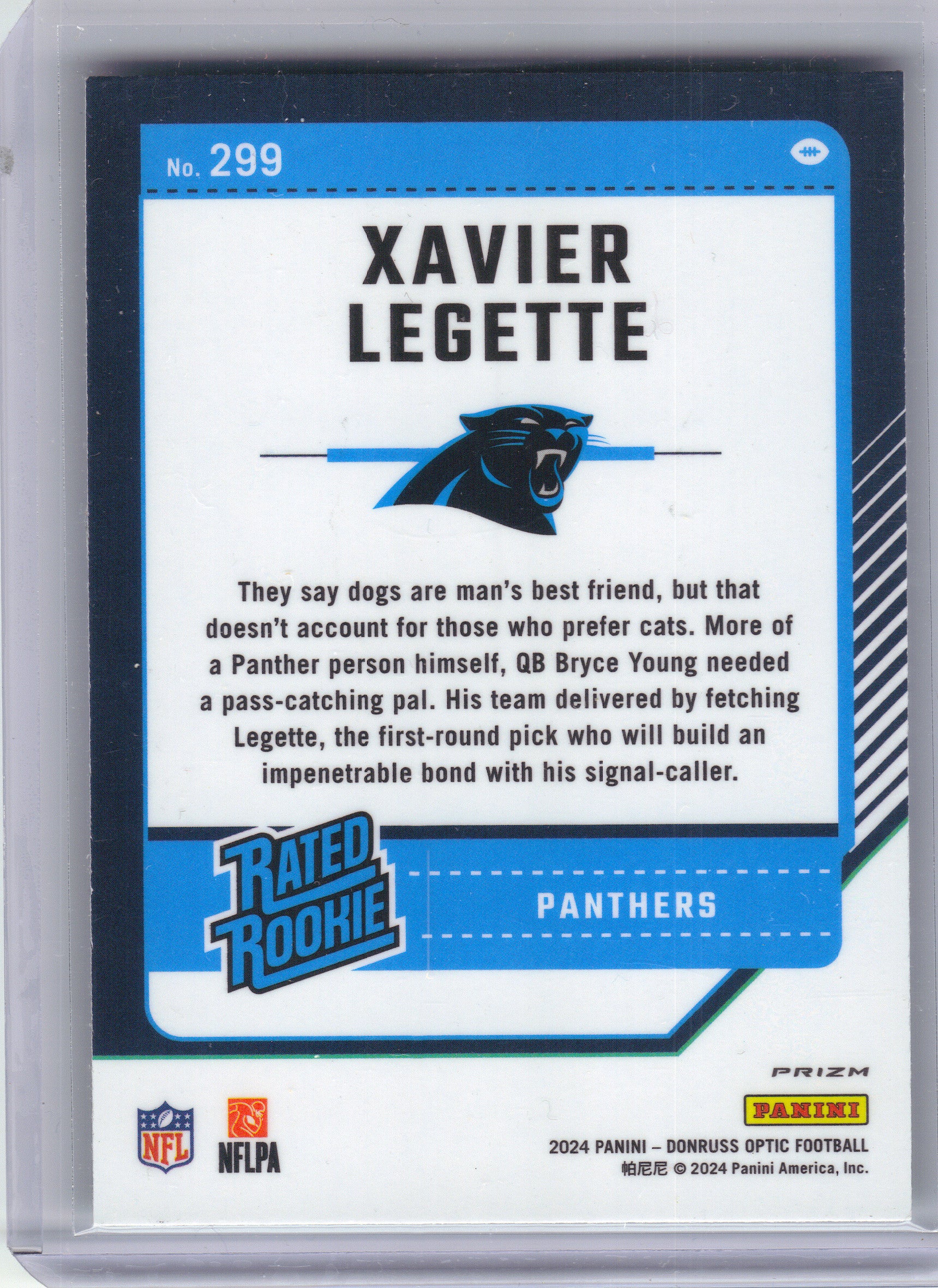 2024 Donruss Optic #299 Xavier Legette Green Velocity Carolina Panthers