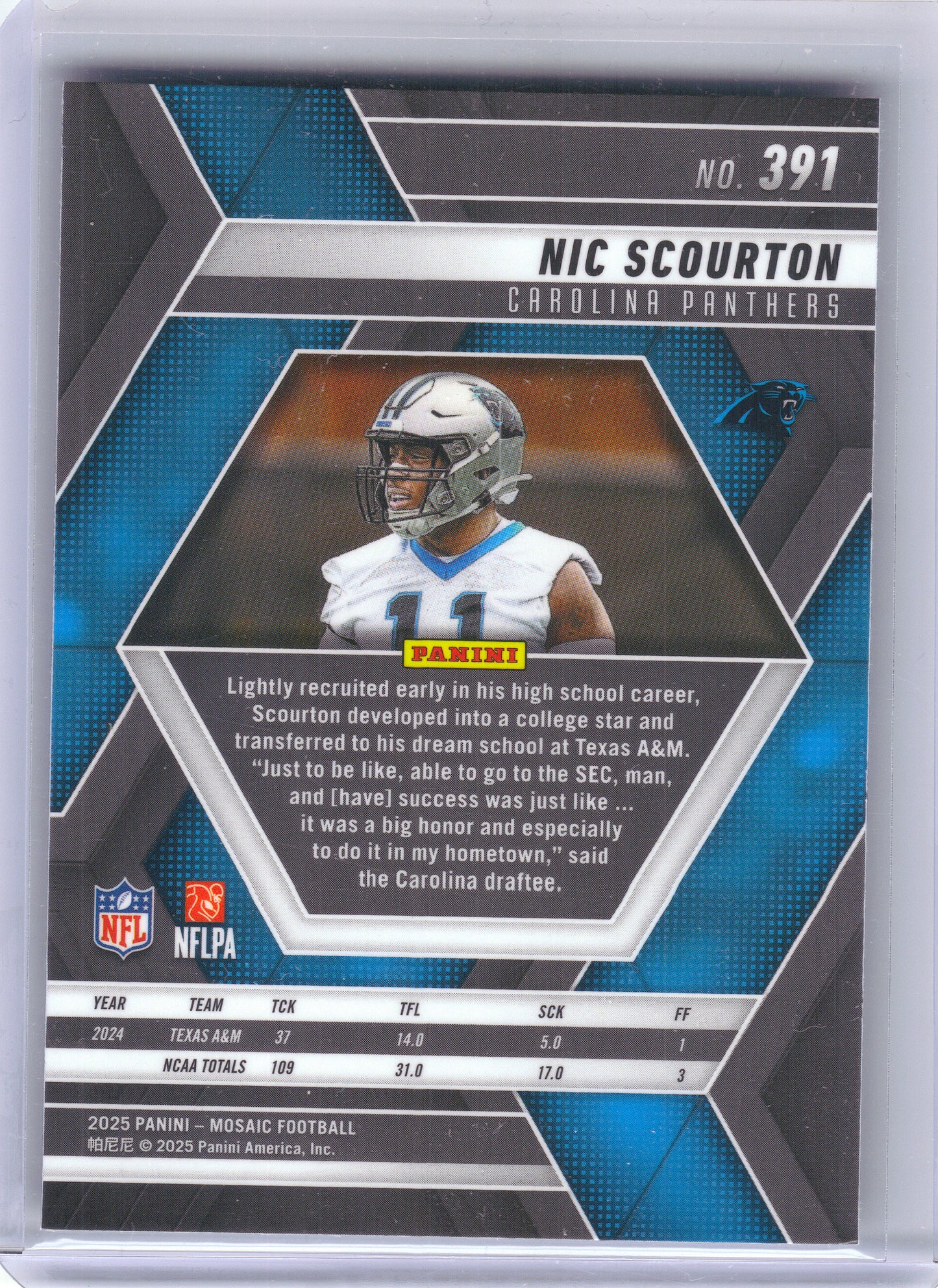 2025 Panini Mosaic #391 Nic Scourton Carolina Panthers RC