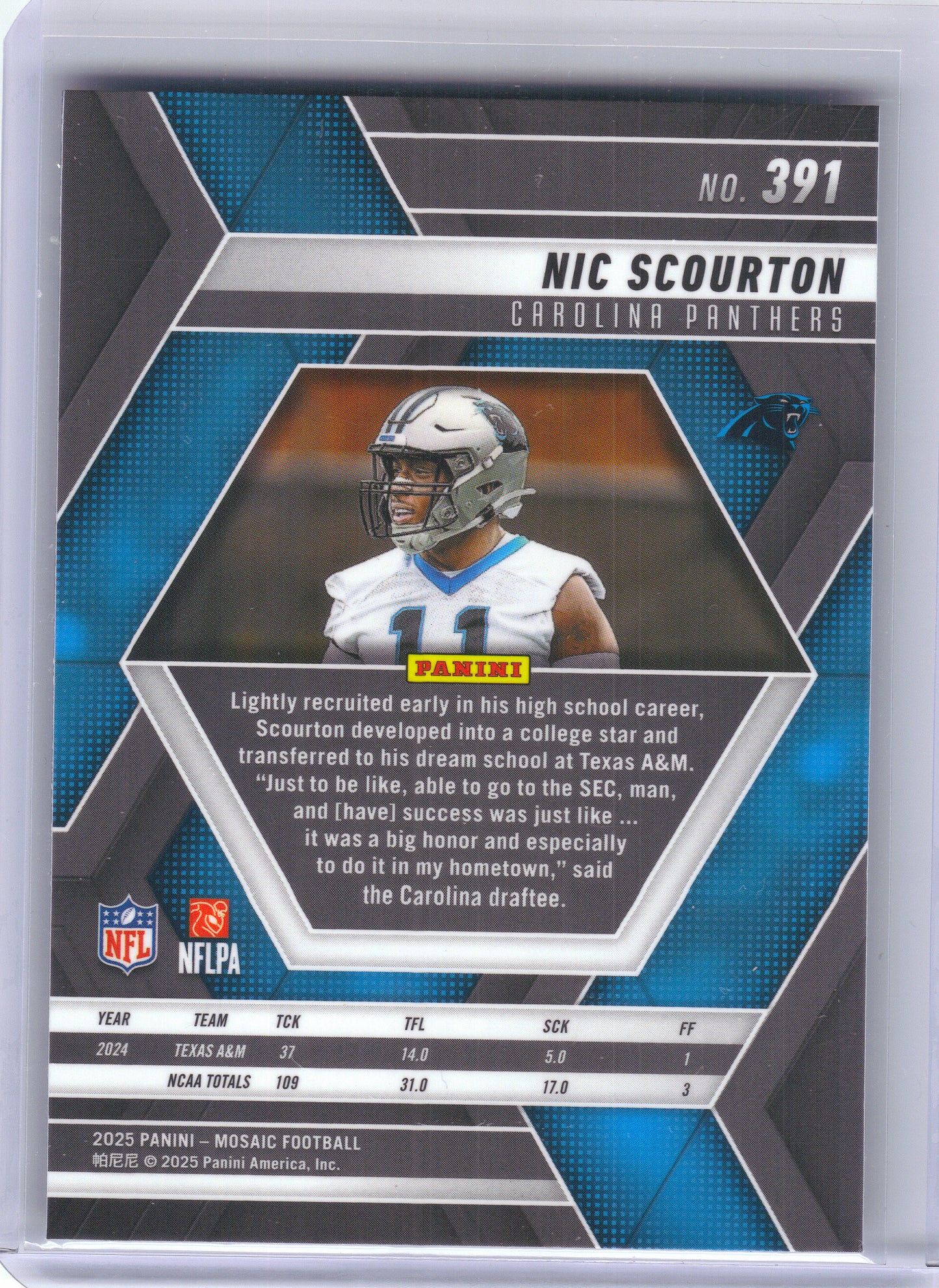 2025 Panini Mosaic #391 Nic Scourton x Carolina Panthers RC