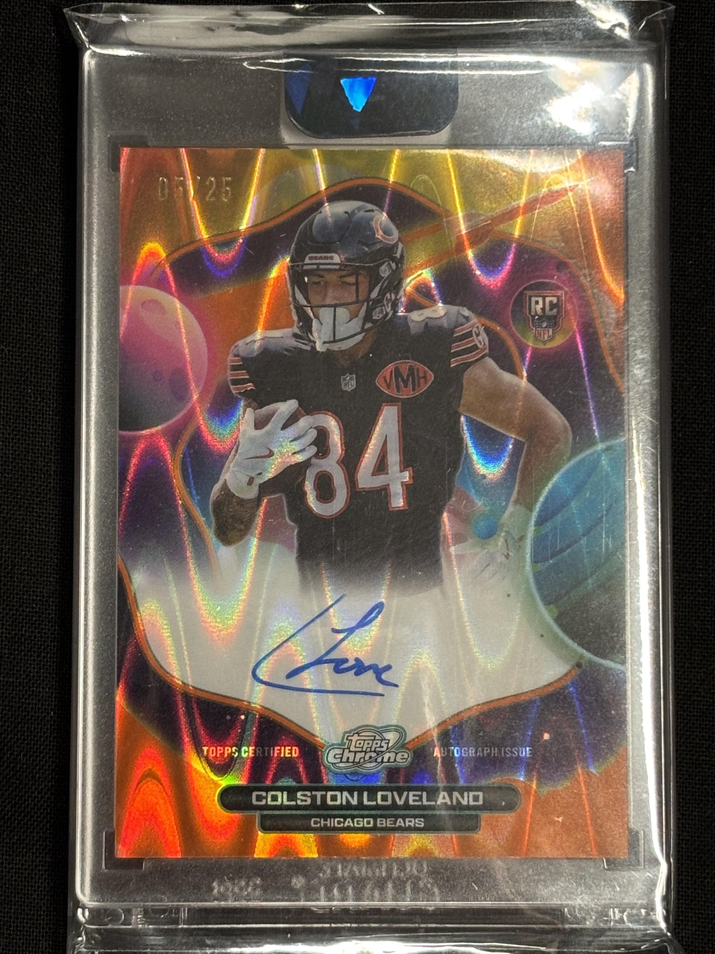 2025 Topps Chrome Cosmic #FFS-CL Colston Loveland First Flight Signatures Orange Galactic Refractor #/25 Chicago Bears SN,AU