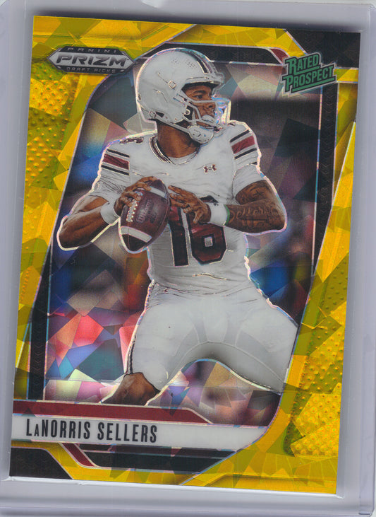 2025 Panini Prizm Draft Picks #165 LaNorris Sellers Prizms Gold Ice South Carolina Gamecocks