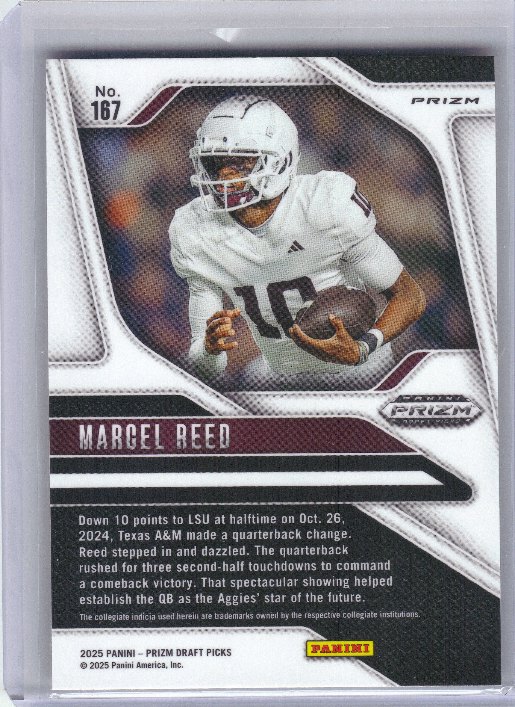 2025 Panini Prizm Draft Picks #167 Marcel Reed Prizms Gold Ice Texas A&M Aggies