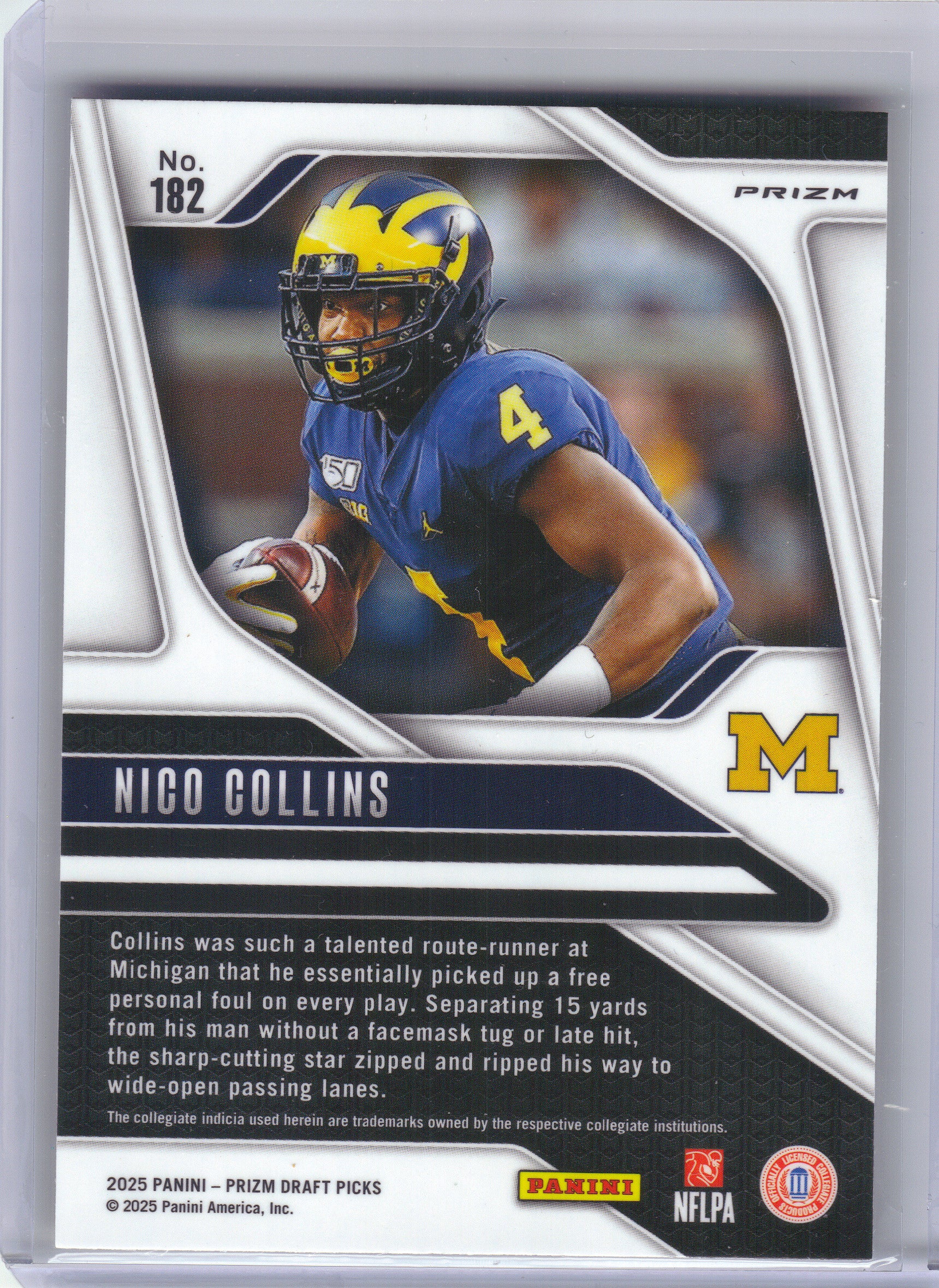 2025 Panini Prizm Draft Picks #182 Nico Collins Prizms Gold Ice Michigan Wolverines