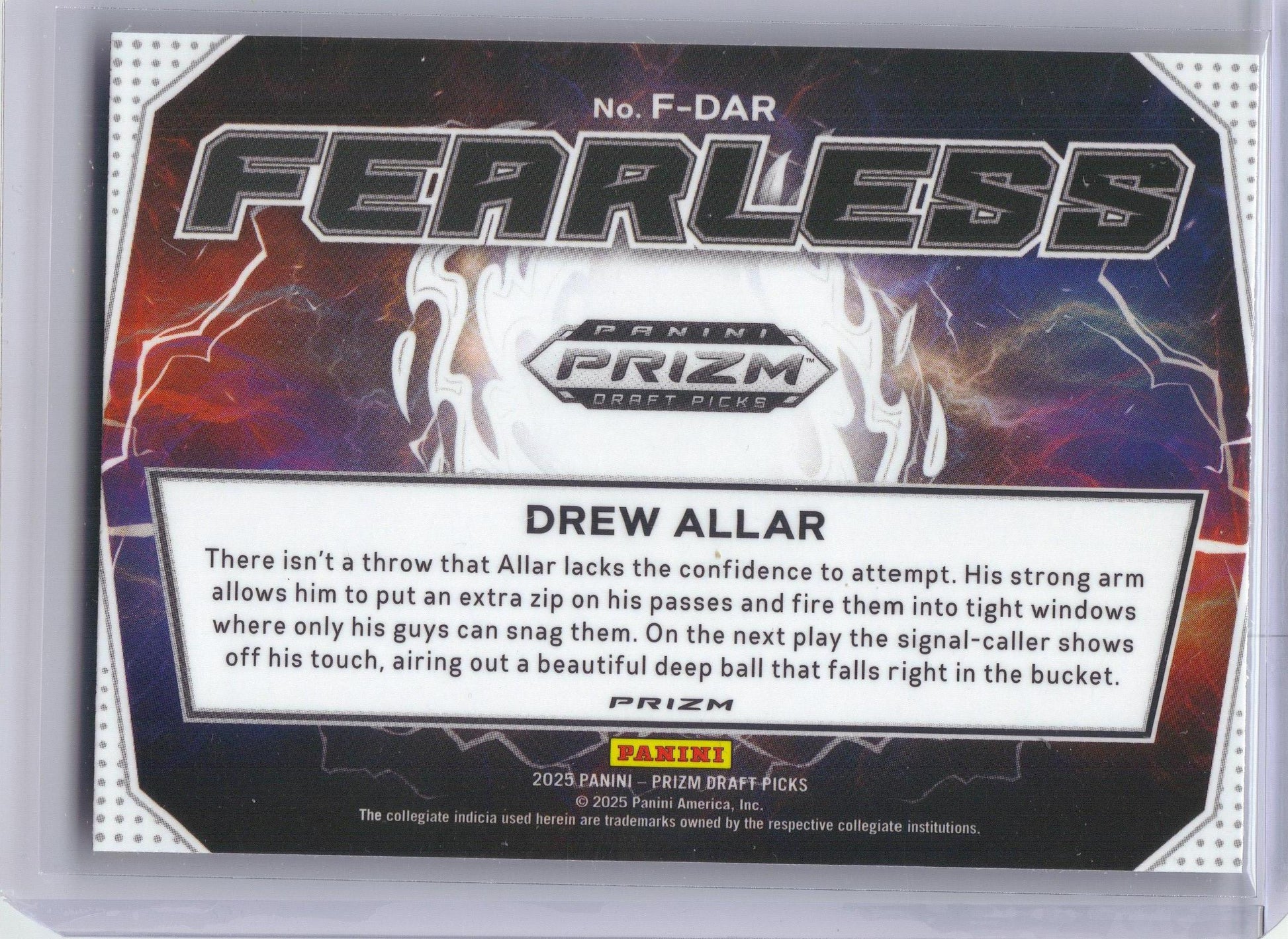 2025 Panini Prizm Draft Picks #F-DAR Drew Allar Fearless Gold Ice Penn State Nittany Lions