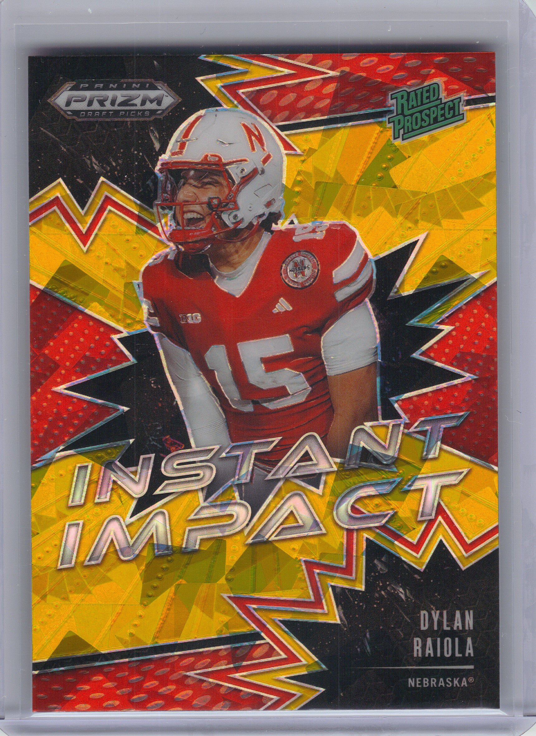 2025 Panini Prizm Draft Picks #II-DRA Dylan Raiola Instant Impact Gold Ice Nebraska Cornhuskers
