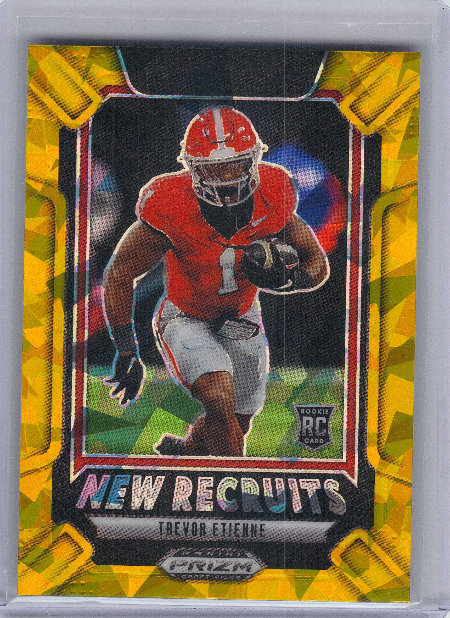 2025 Panini Prizm Draft Picks #24 Trevor Etienne New Recruits Gold Ice Georgia Bulldogs