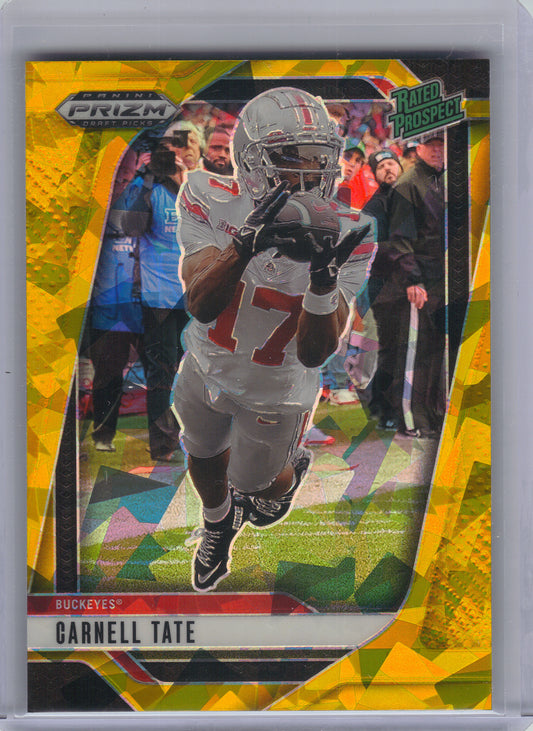 2025 Panini Prizm Draft Picks #68 Carnell Tate Prizms Red Ice Ohio State Buckeyes