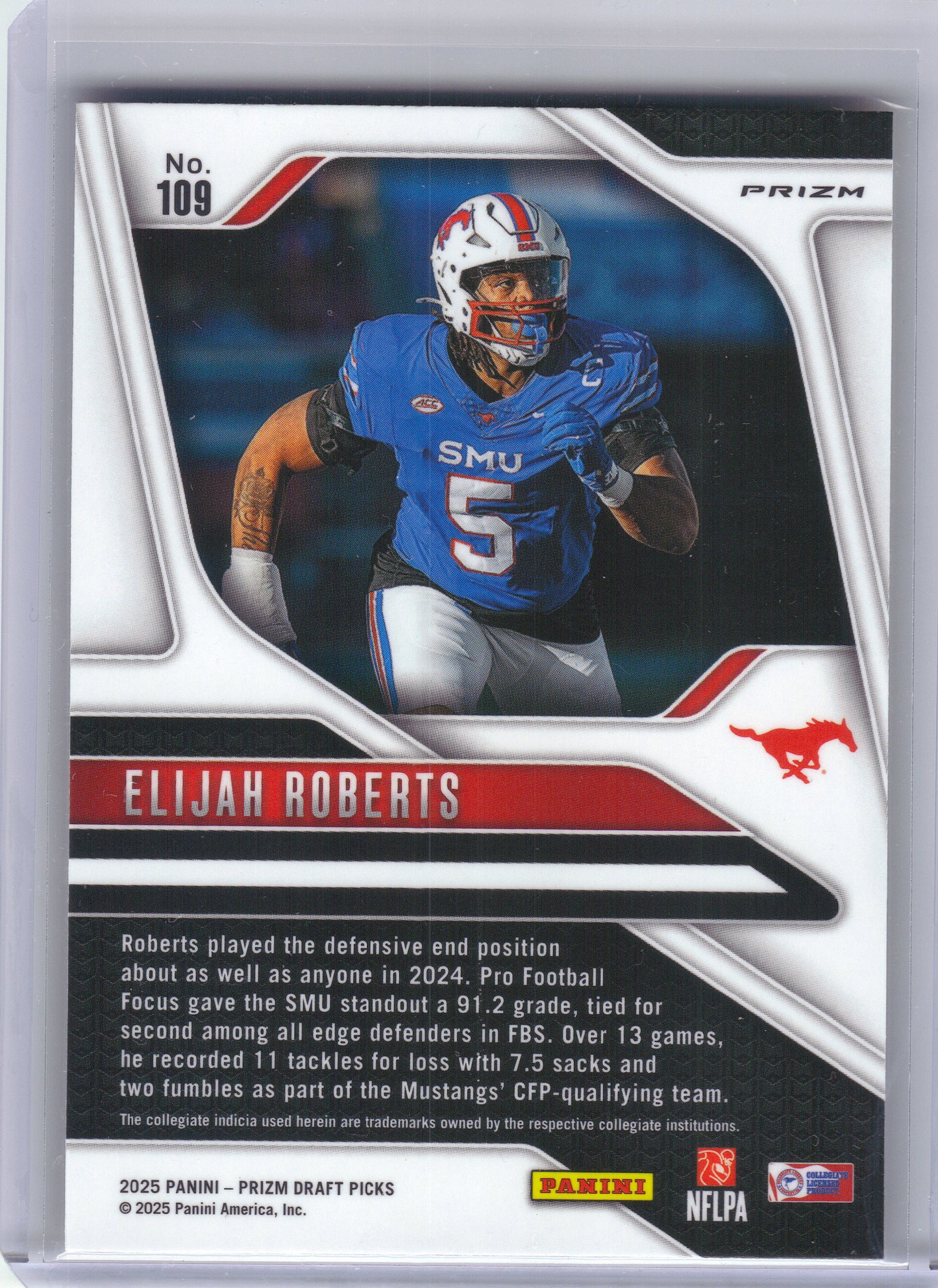 2025 Panini Prizm Draft Picks #109 Elijah Roberts Prizms Gold Ice SMU Mustangs