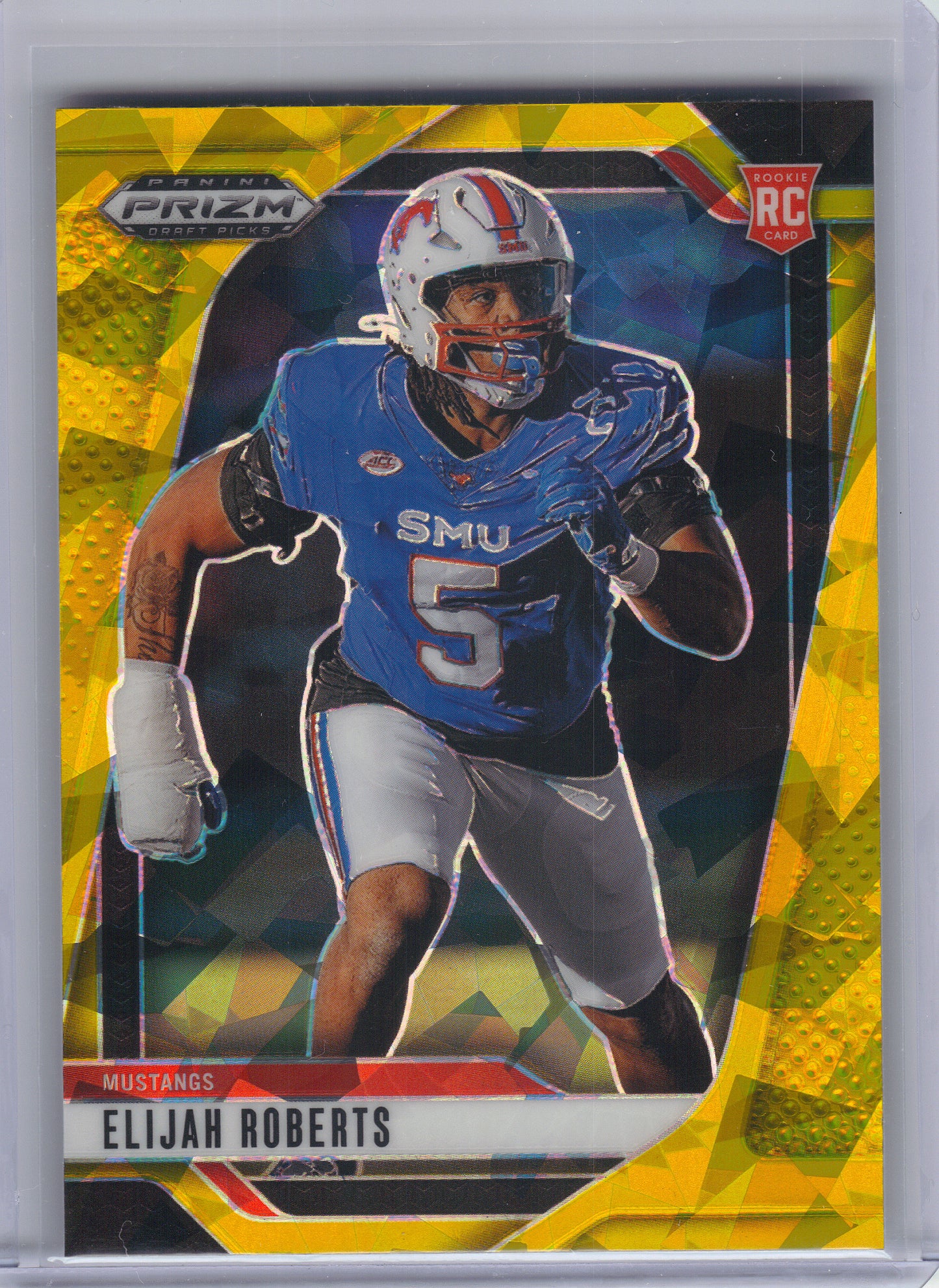 2025 Panini Prizm Draft Picks #109 Elijah Roberts Prizms Gold Ice SMU Mustangs
