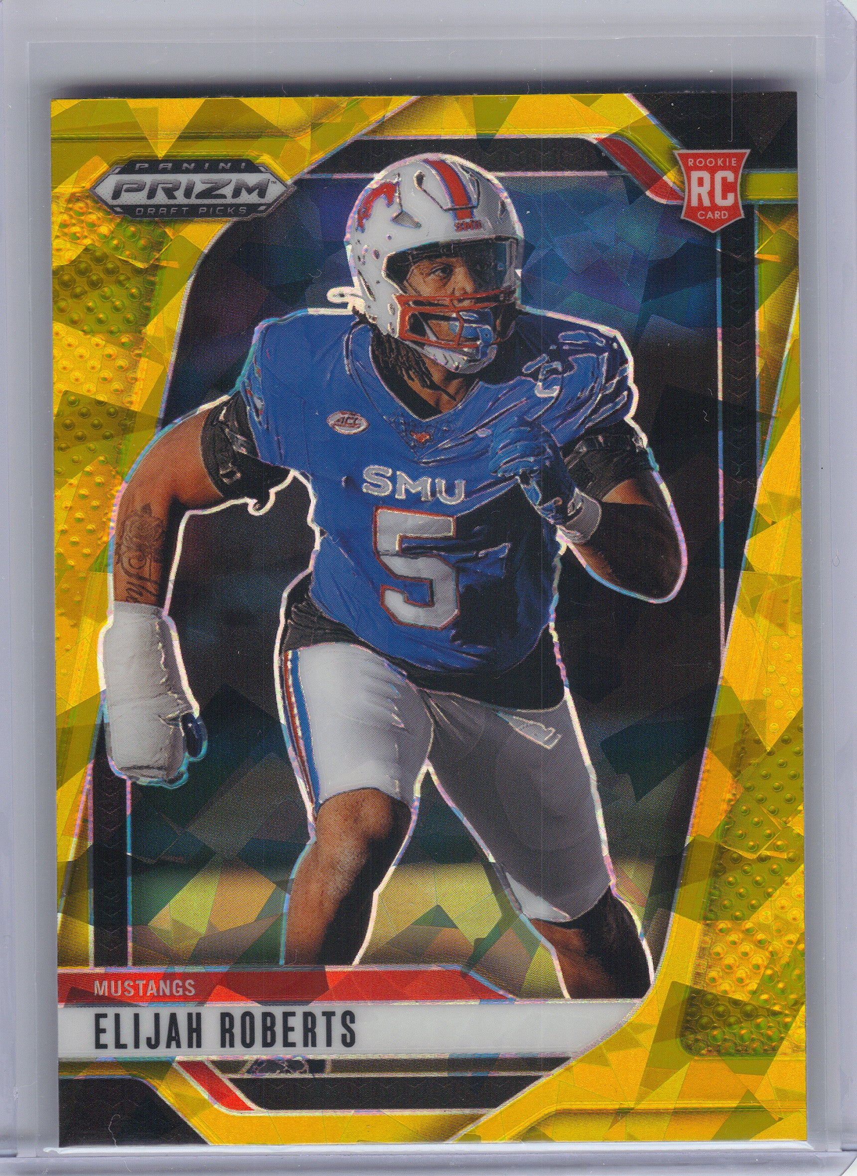 2025 Panini Prizm Draft Picks #109 Elijah Roberts Prizms Gold Ice SMU Mustangs