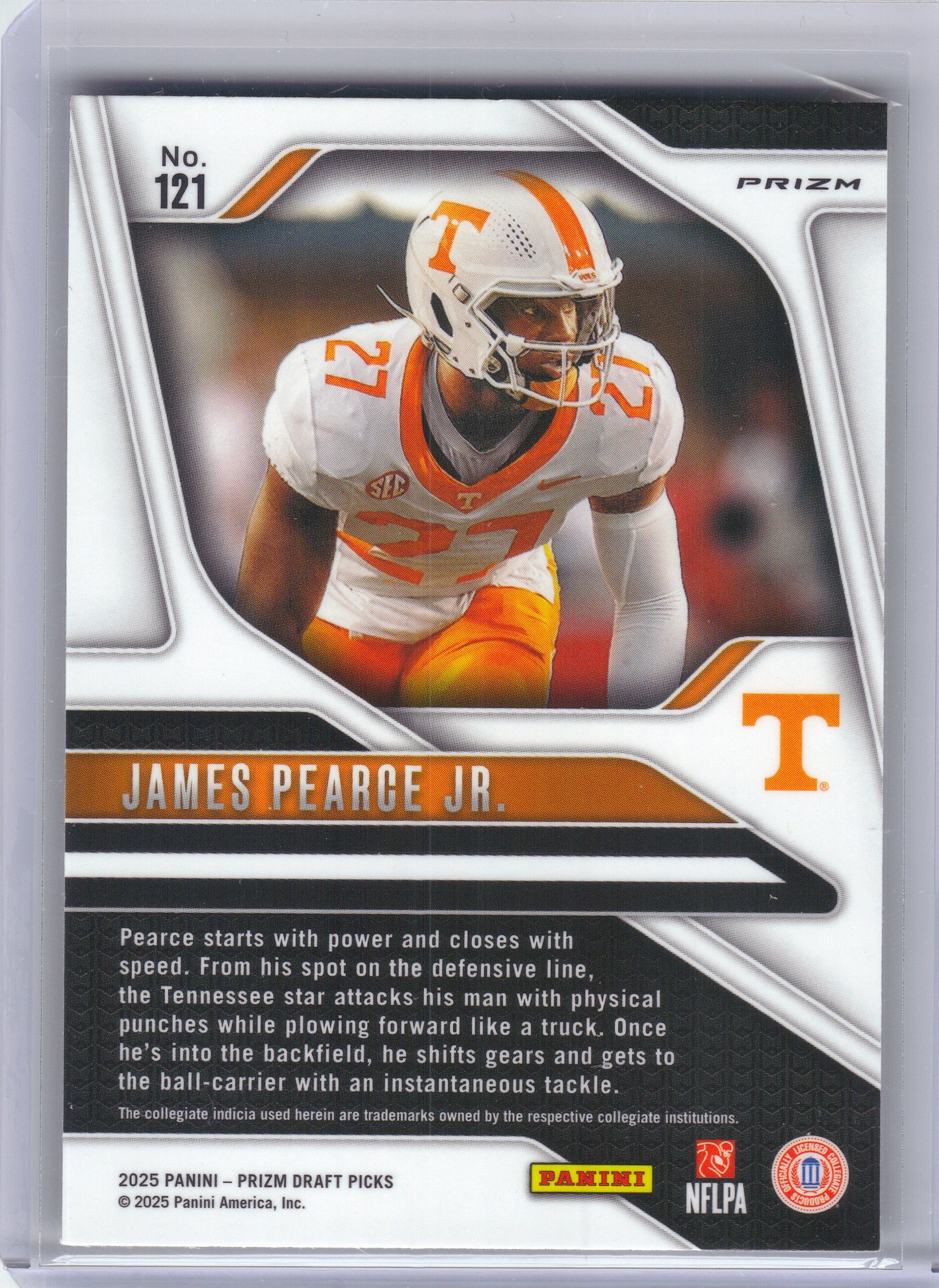 2025 Panini Prizm Draft Picks #121 James Pearce Jr. Prizms Gold Ice Tennessee Volunteers