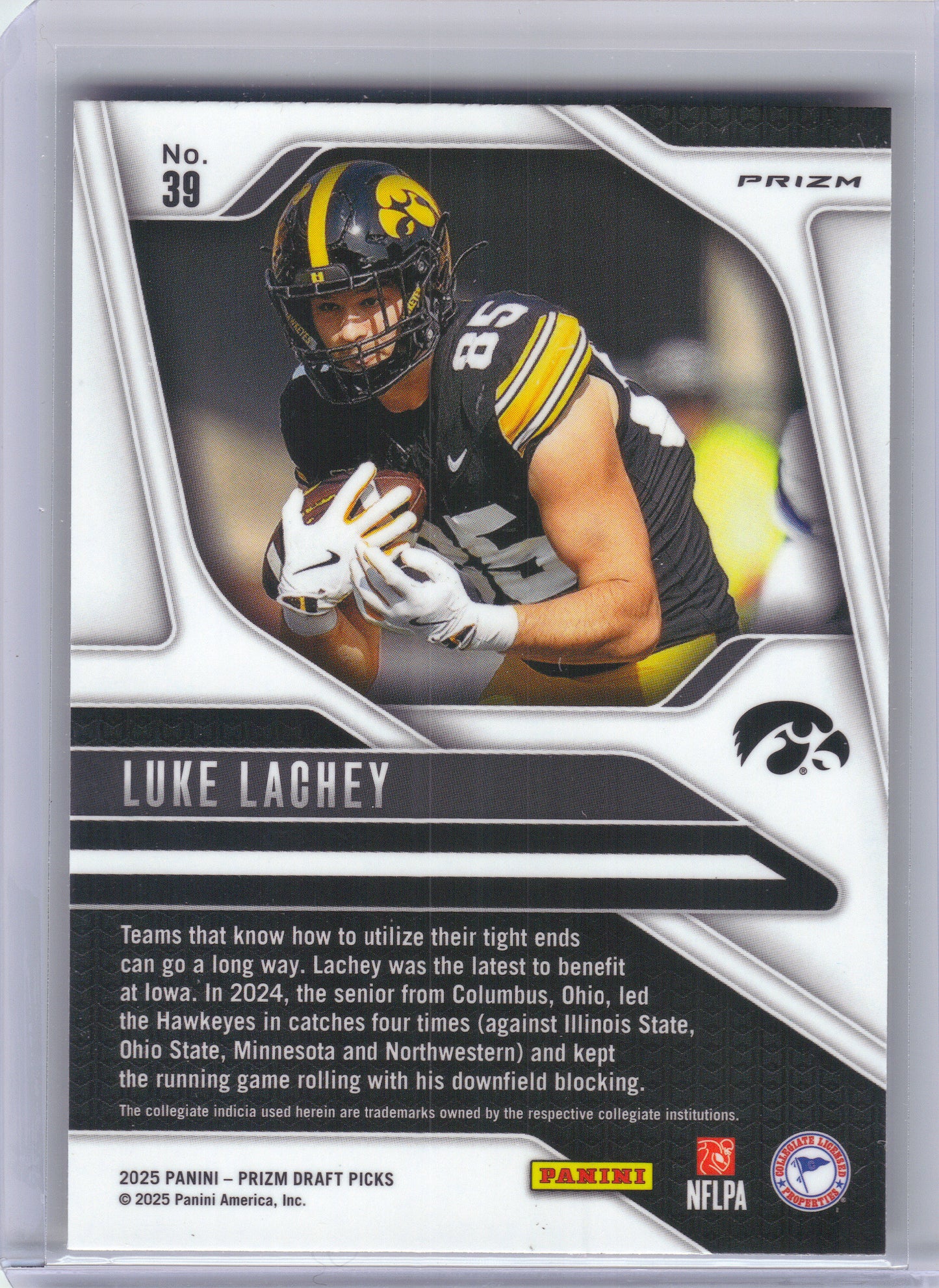 2025 Panini Prizm Draft Picks #39 Luke Lachey Prizms Gold Ice Iowa Hawkeyes