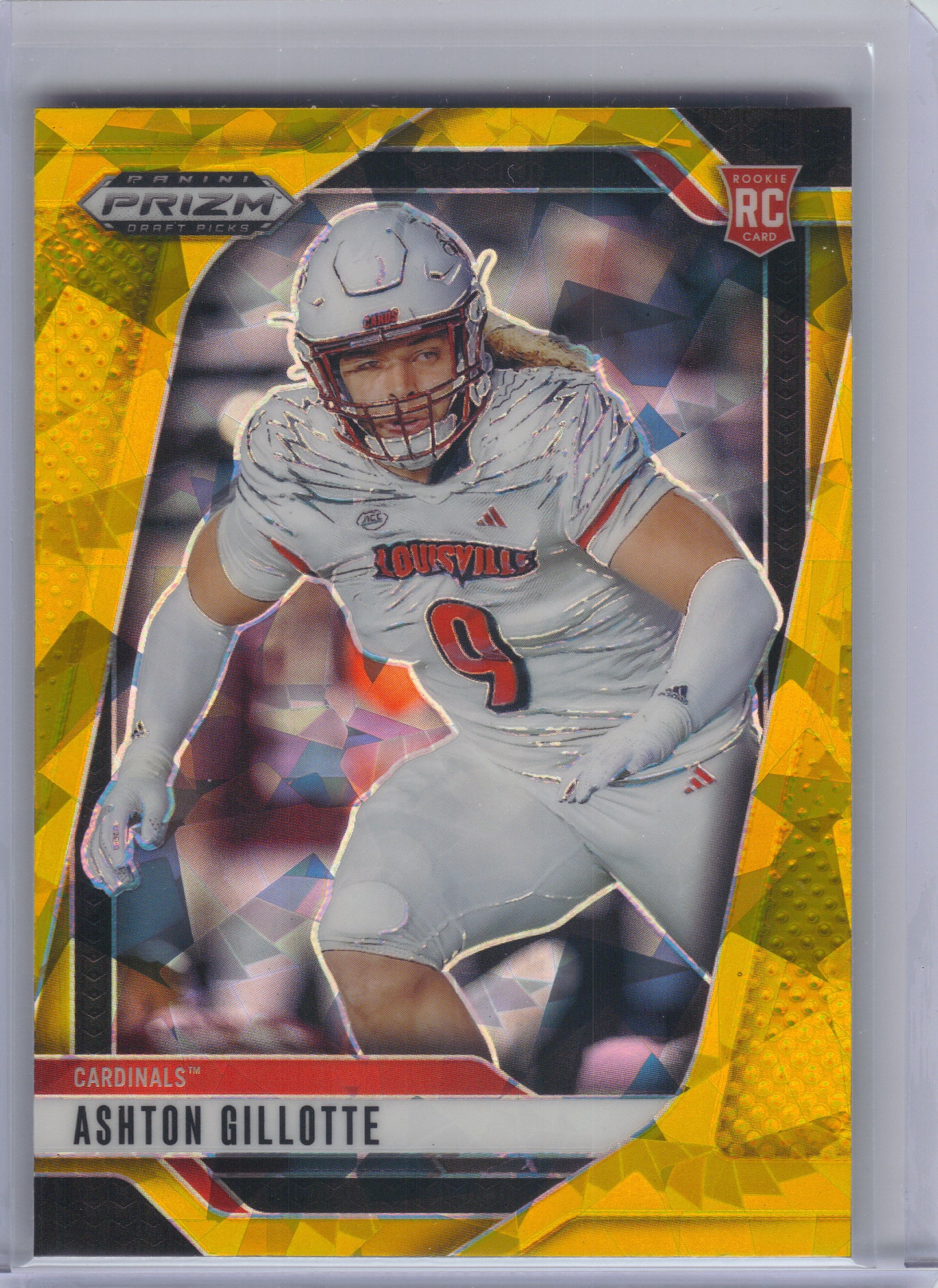2025 Panini Prizm Draft Picks #48 Ashton Gillotte Prizms Gold Ice Louisville Cardinals
