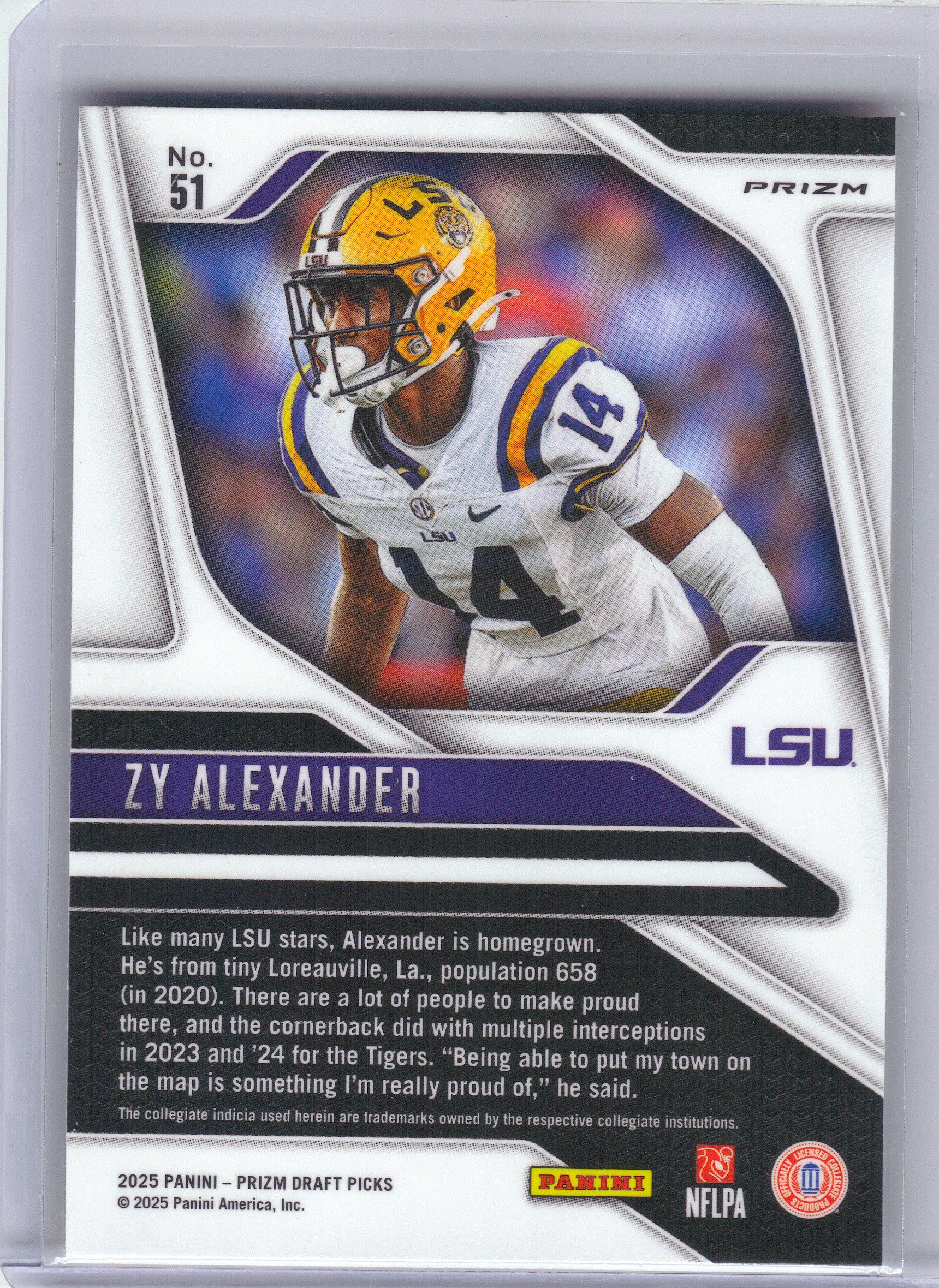 2025 Panini Prizm Draft Picks #51 Zy Alexander Prizms Gold Ice LSU Tigers