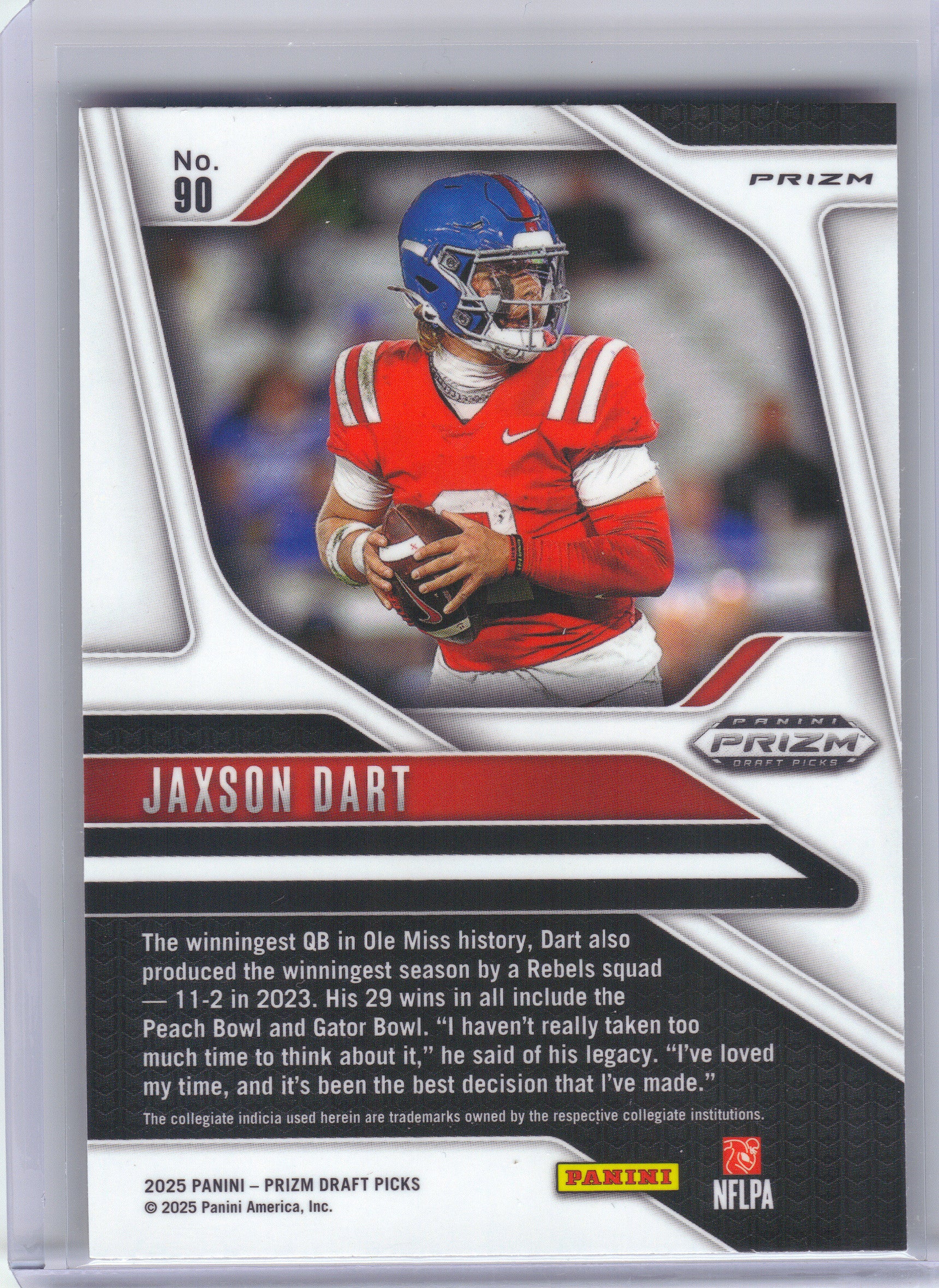 2025 Panini Prizm Draft Picks #90 Jaxson Dart Prizms Gold Ice Ole Miss Rebels
