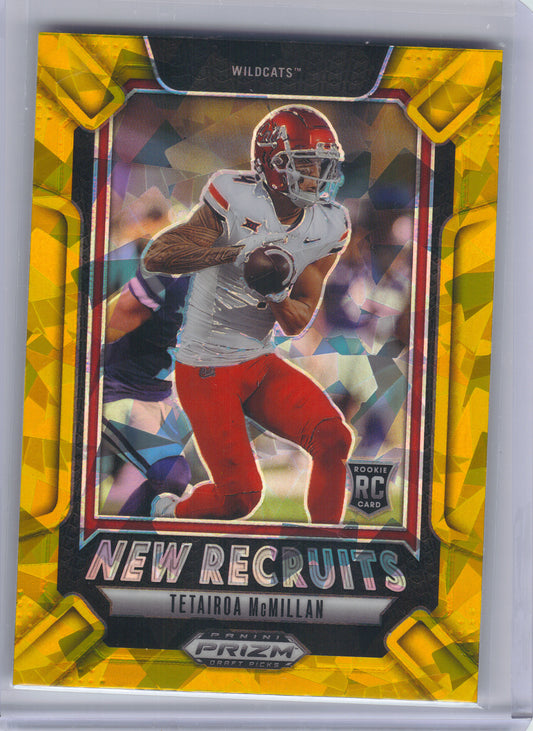 2025 Panini Prizm Draft Picks #11 Tetairoa McMillan New Recruits Gold Ice Arizona Wildcats