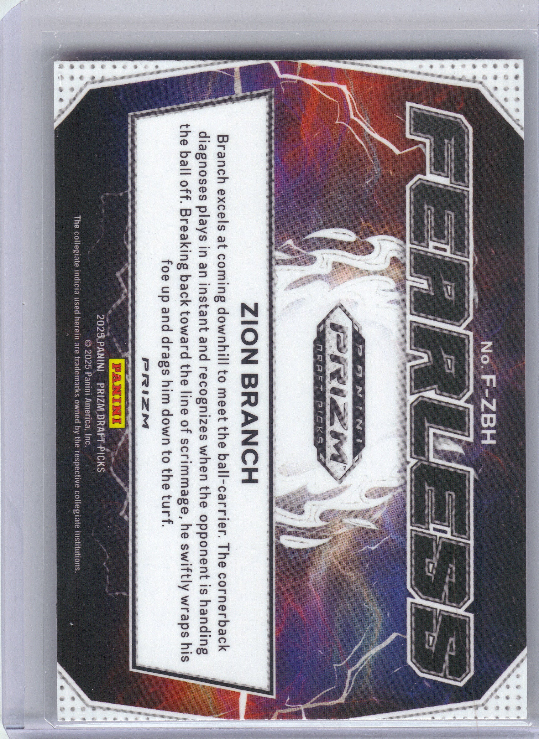 2025 Panini Prizm Draft Picks #F-ZBH Zion Branch Fearless Gold Ice Georgia Bulldogs